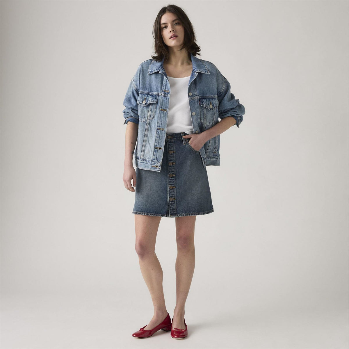 Levis Retro Button Front Skirt