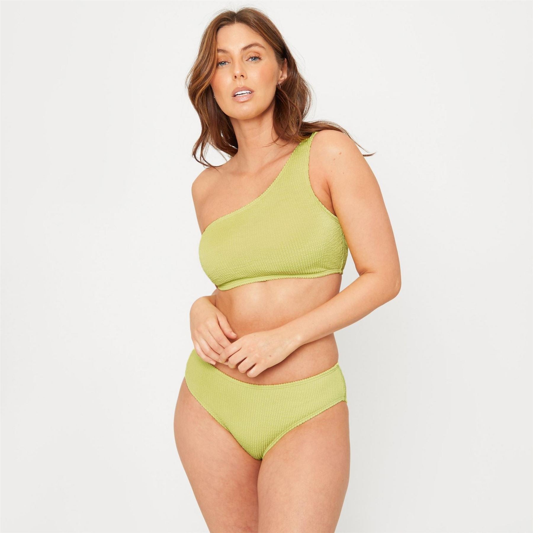 Be You Textured One Shoulder Bikni Top