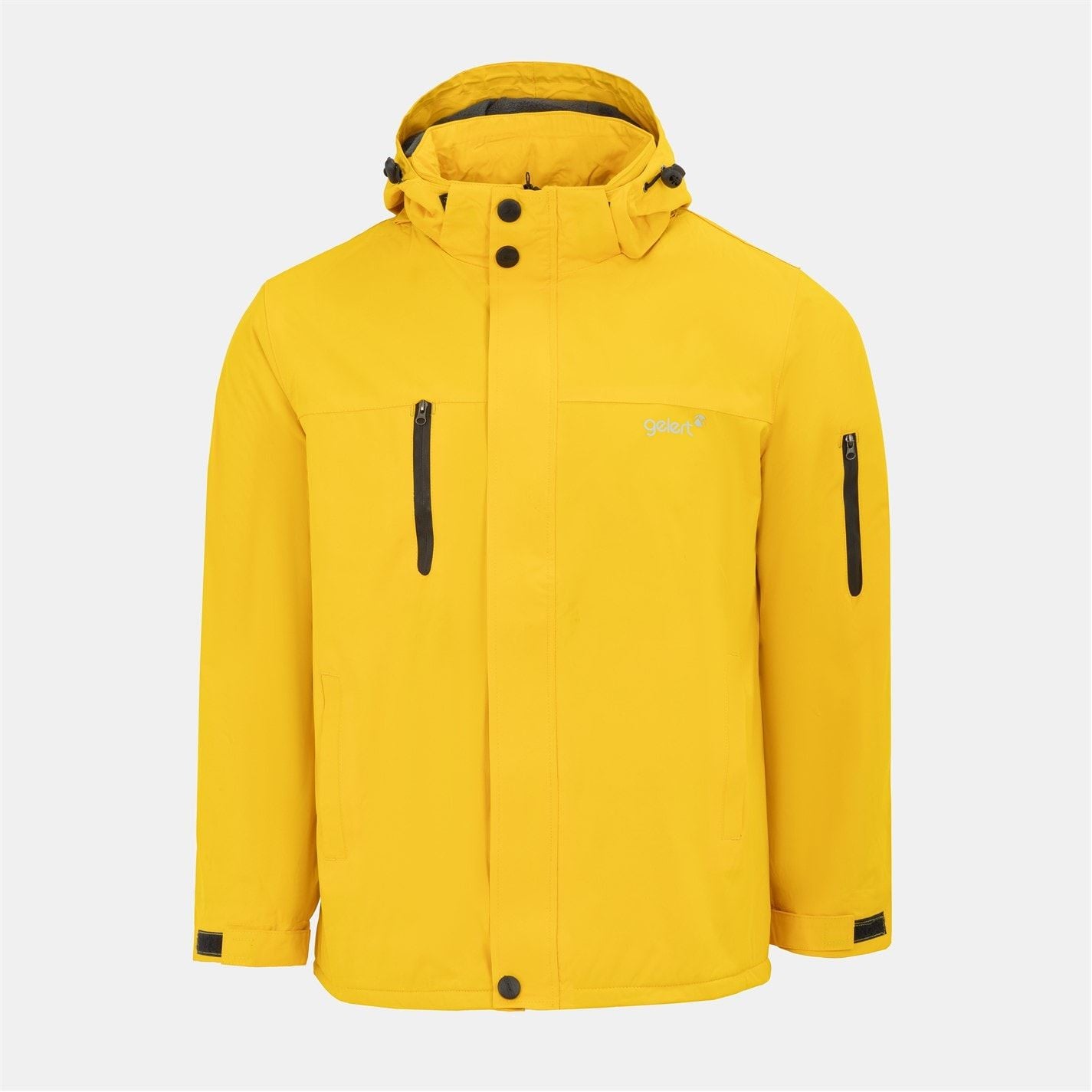 Gelert Hooded Snap Button Solid Patterned Parka Jacket with Zipped Pocket