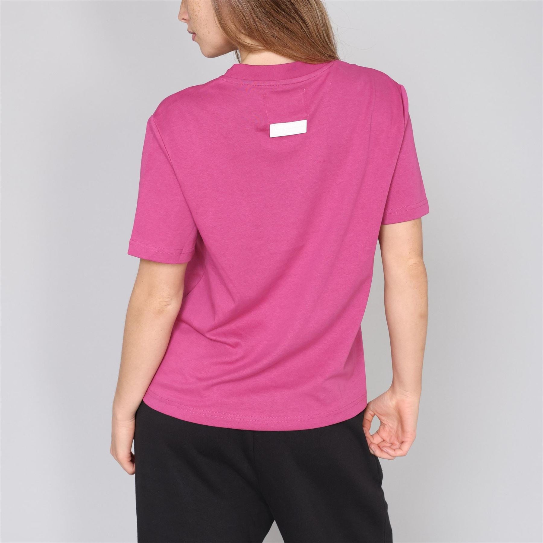 Blank Essentials Lettering Crew Neck Ribbed Collar Short Sleeve Boyfriend T-Shirt
