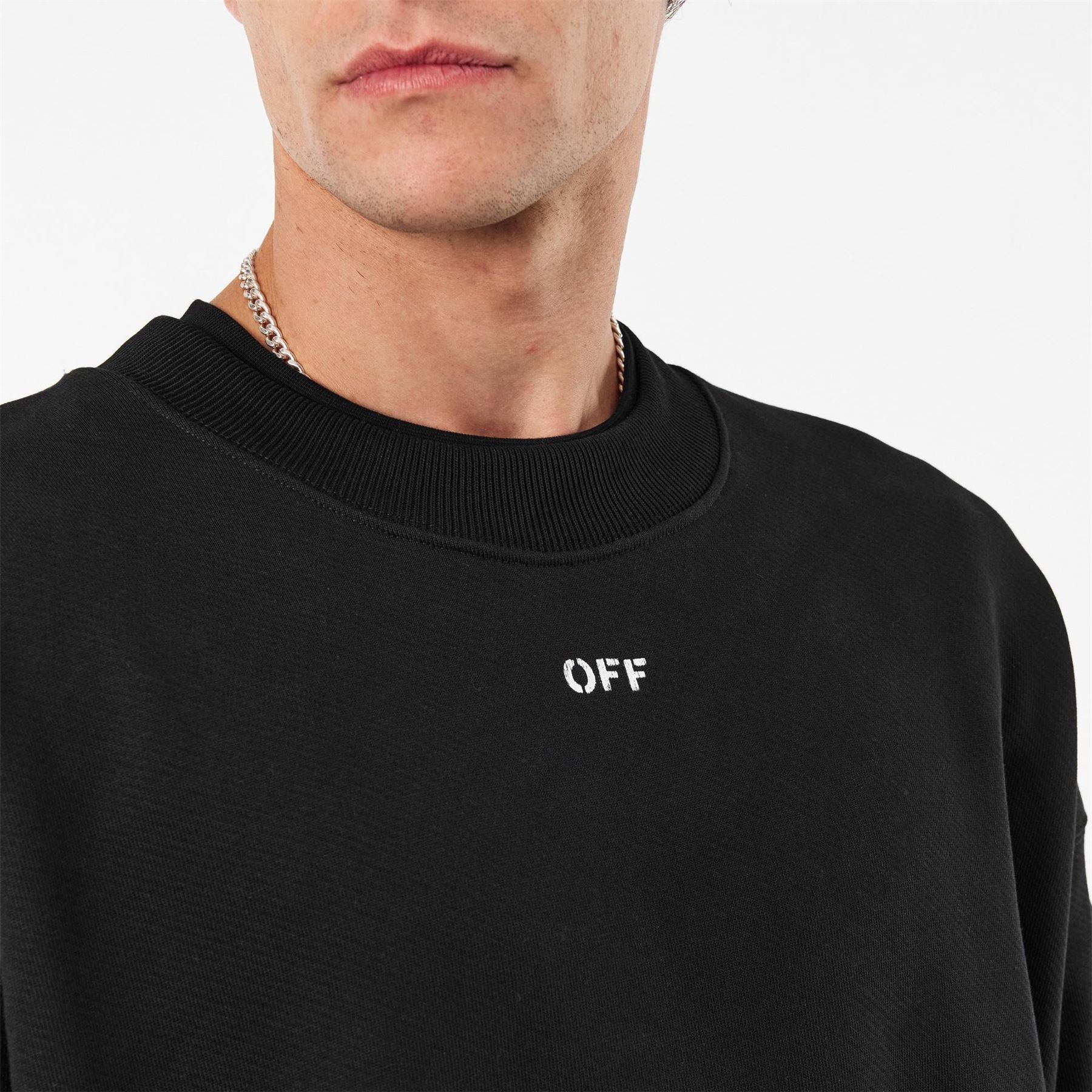 Off White Crew Neck Long Sleeve Regular Fit Sweatshirt