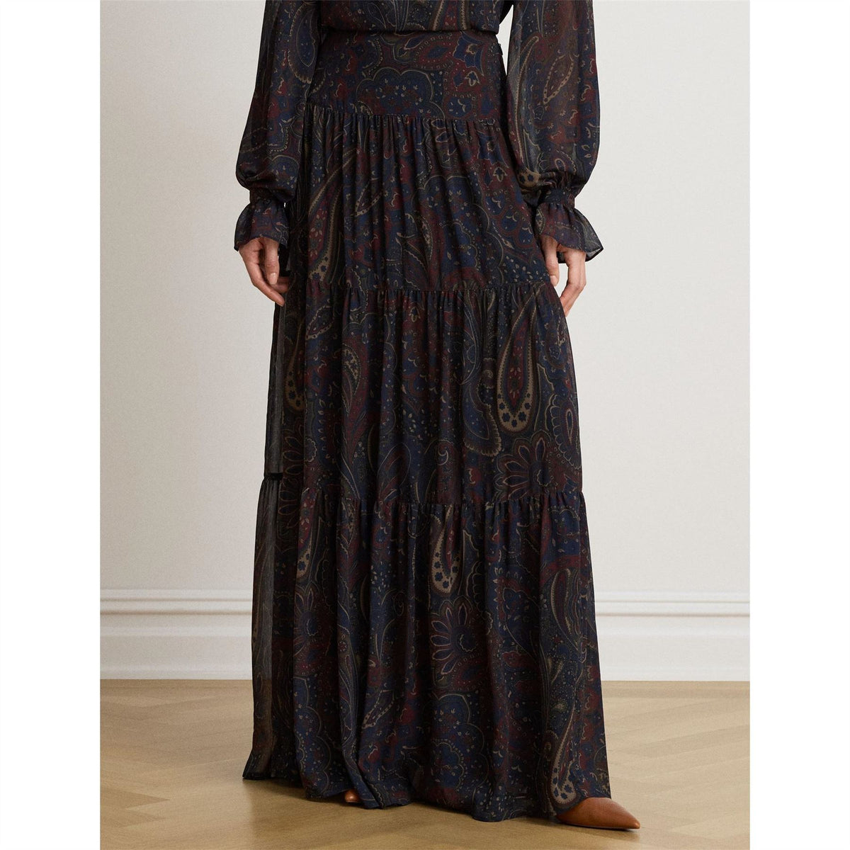 Lauren by Ralph Lauren Paisley Sheer Maxi Skirt