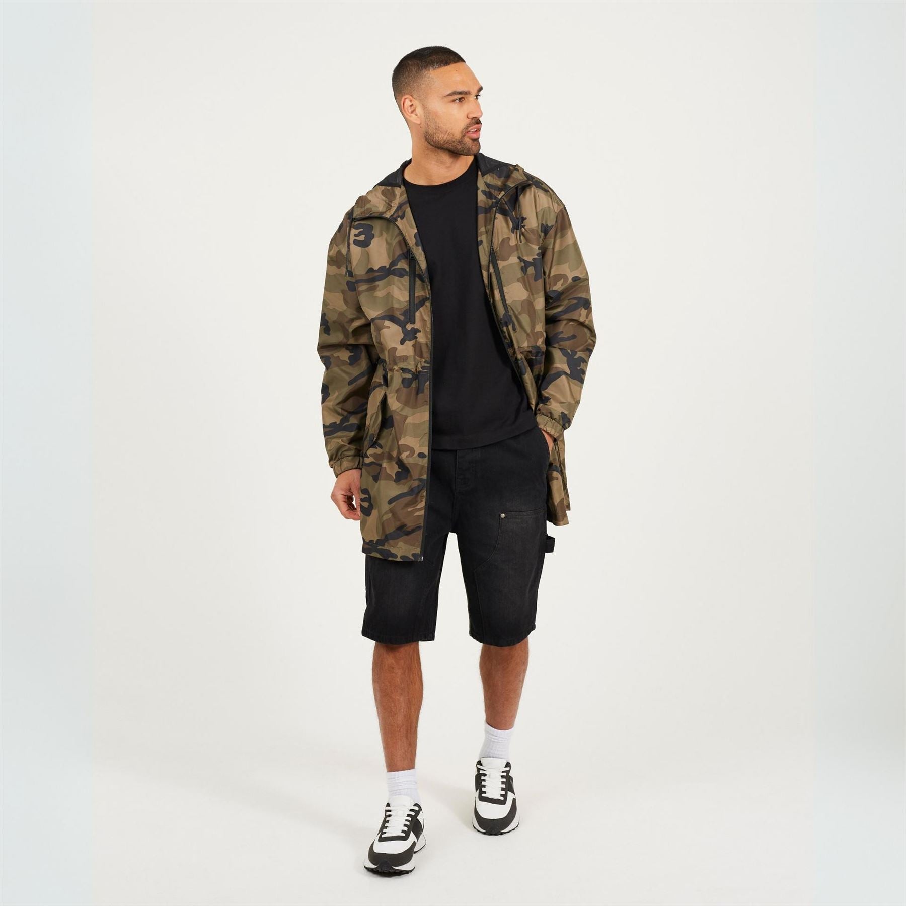 Brave Soul Camo Print Oversized Parka