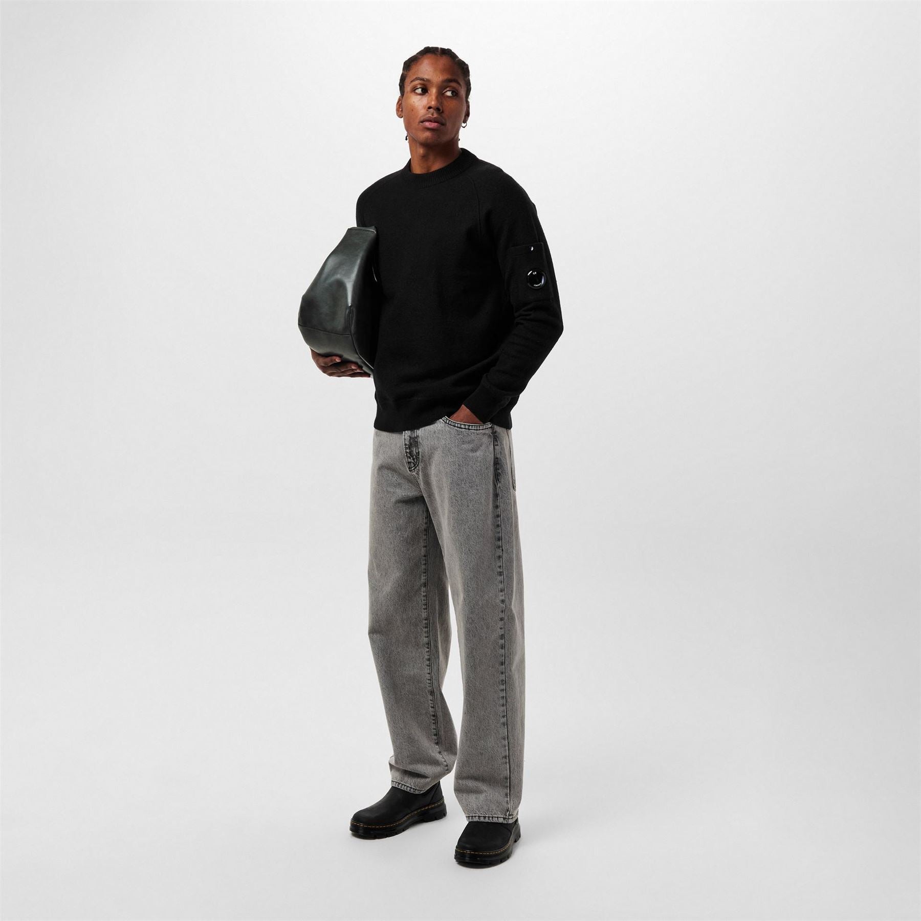CP Company Wool Blend Crew Neck Raglan Sleeve Sweater