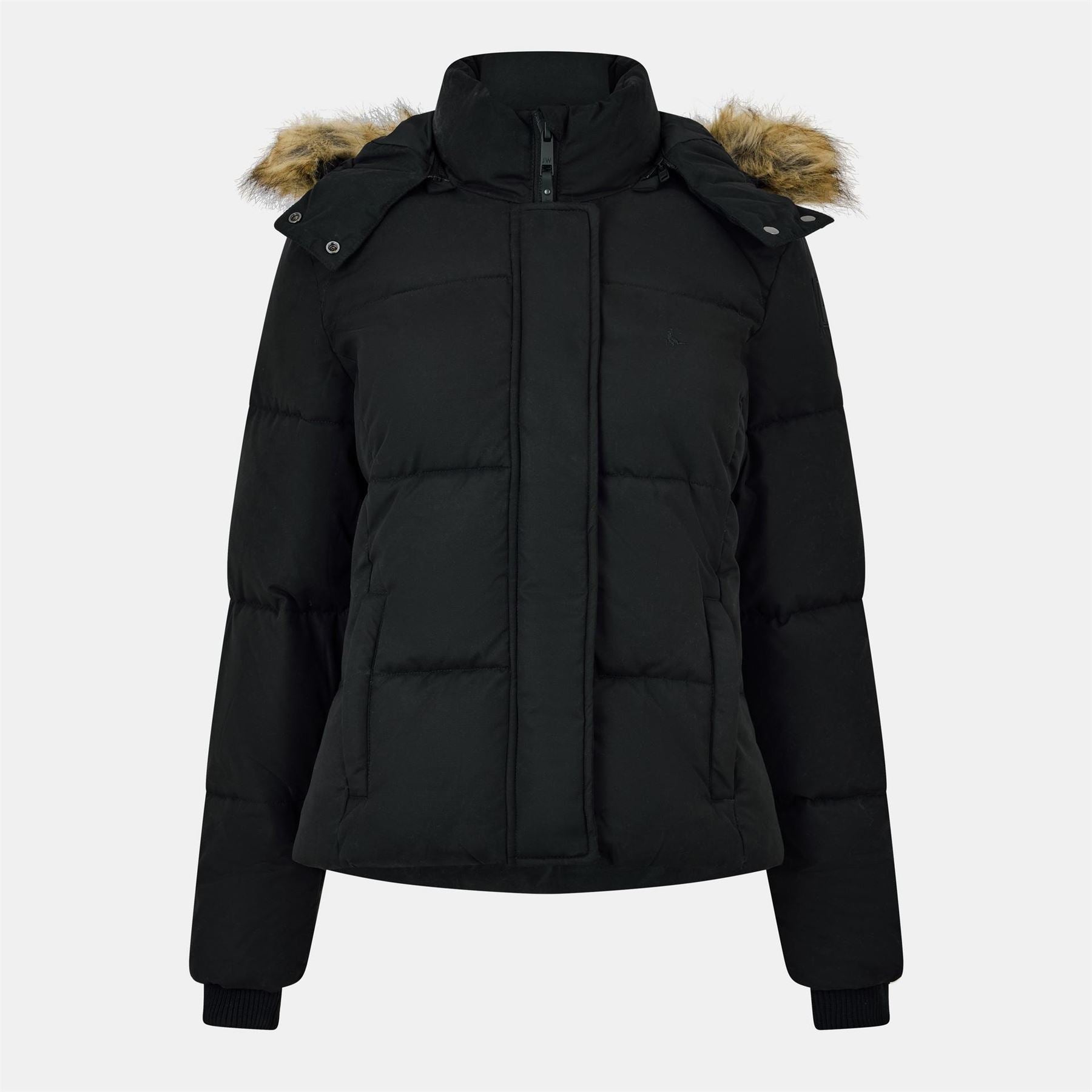 Jack Wills Riley Wind Resistant Detachable Hood Short Puffer Jacket
