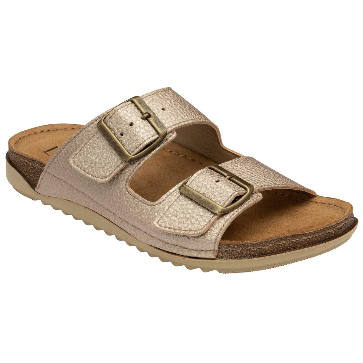 Lotus Shoes Rome Textured Open Toe Slide Sandals