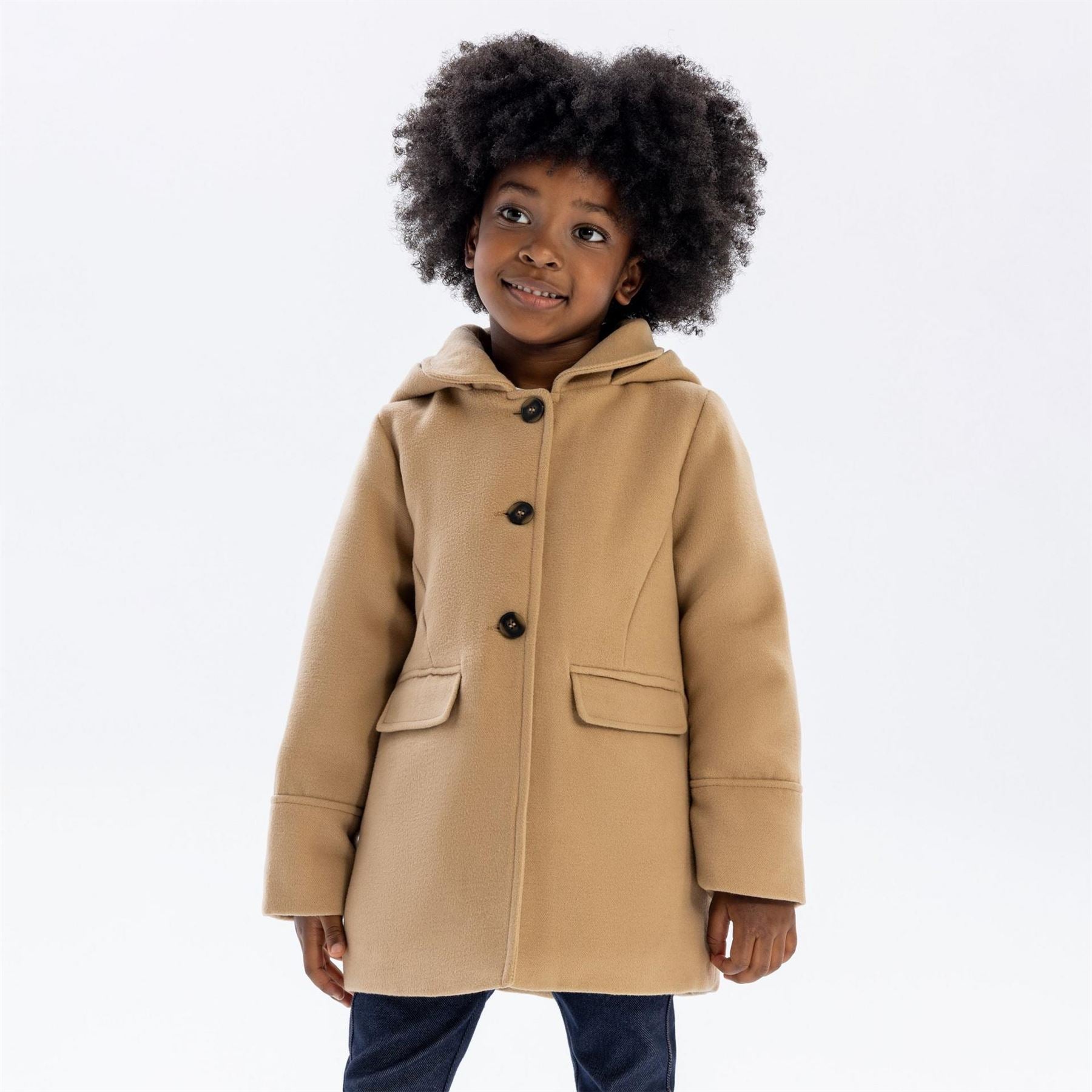 Minoti Girls Padded Coat With Button Fastening Beige