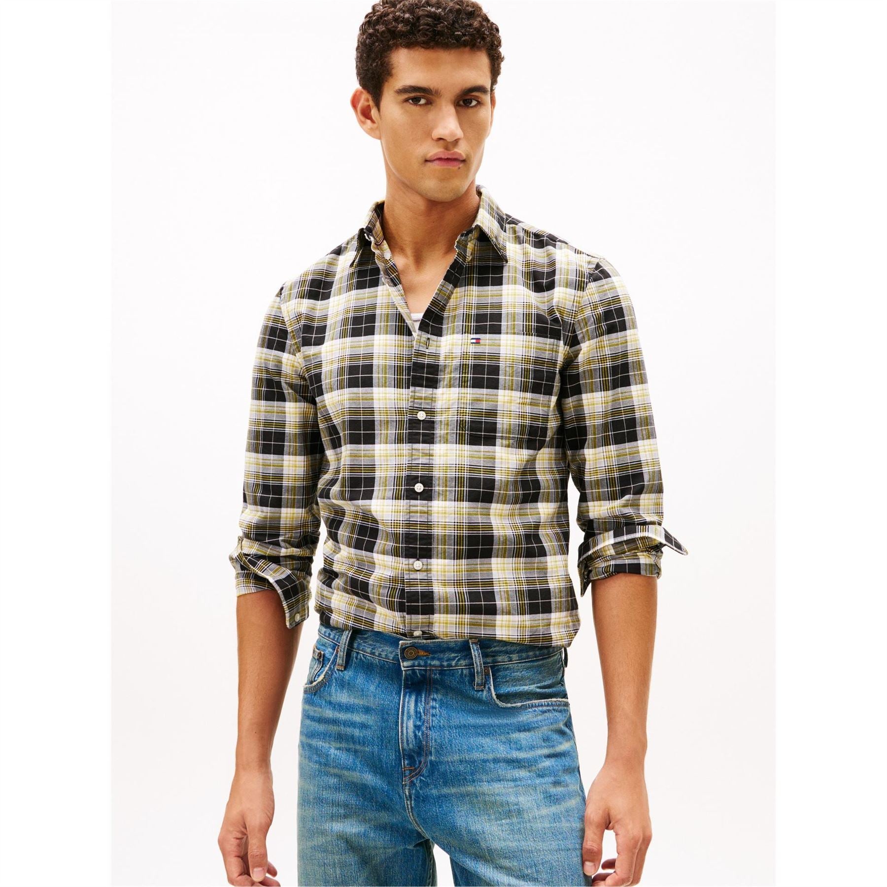 Tommy Hilfiger Oxford Check Button Down Collar Long Sleeve Shirt