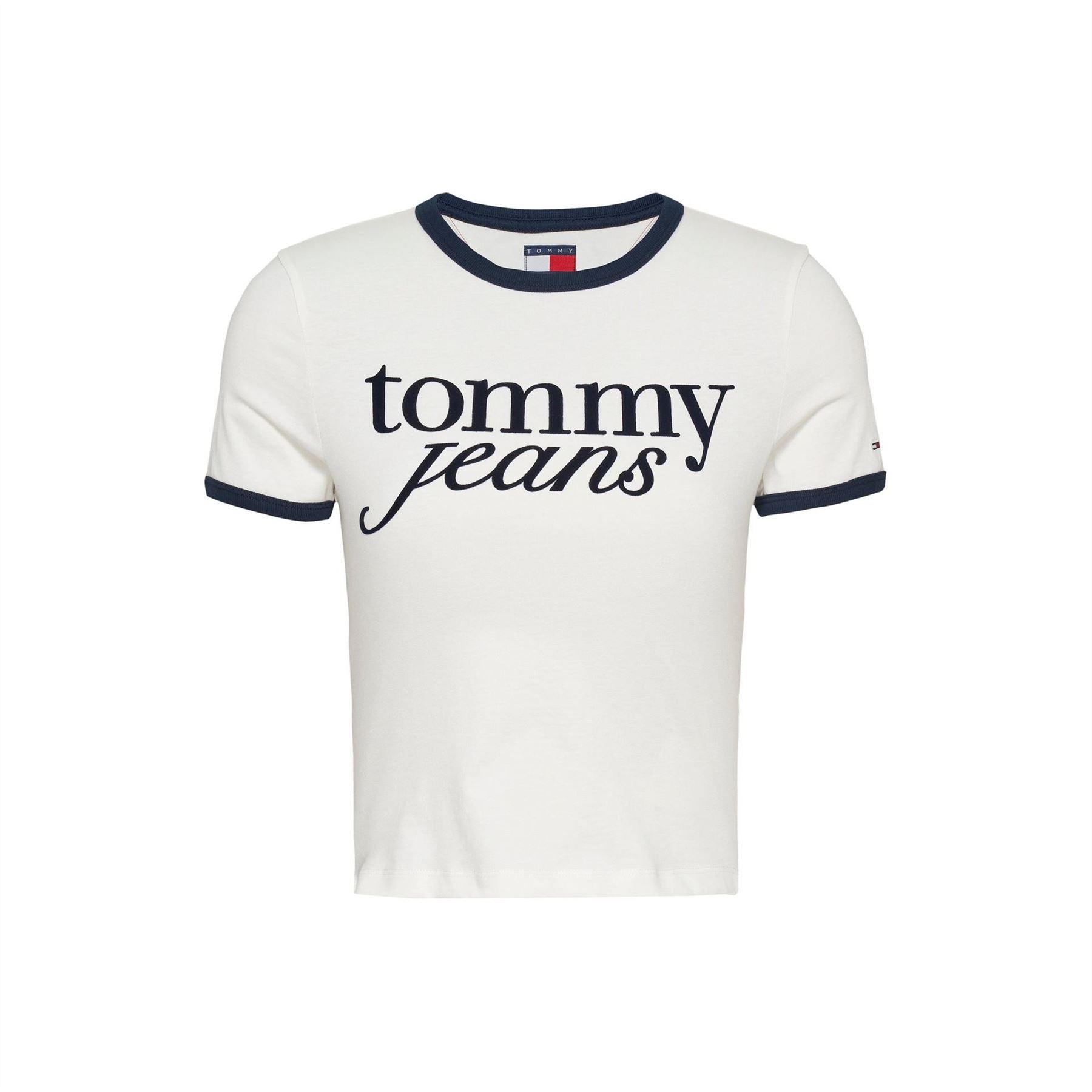 Tommy Jeans Script Slim Fit Cropped Short Sleeve Crew Neck T-Shirt