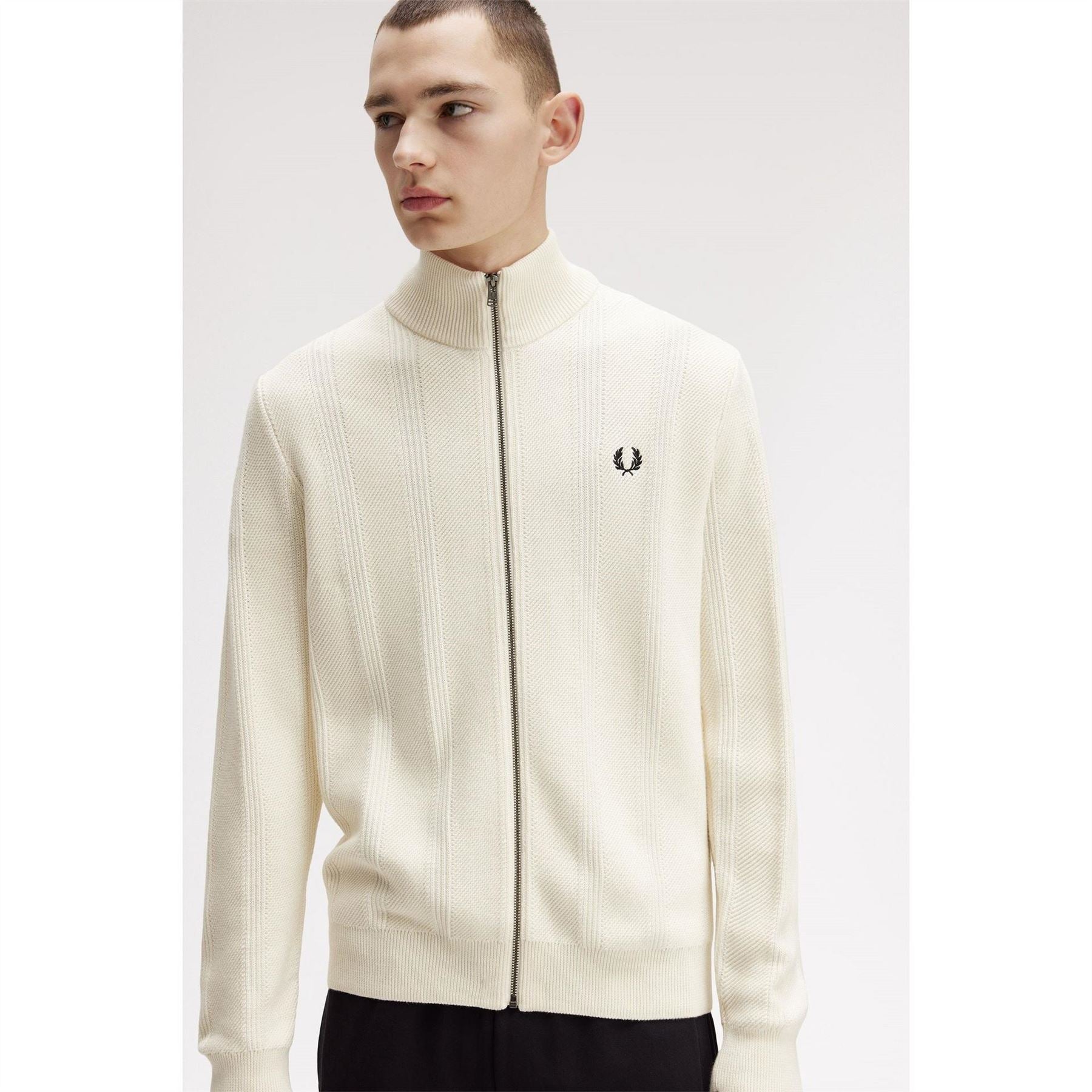 Fred Perry Textured Full Zip Knitted Top