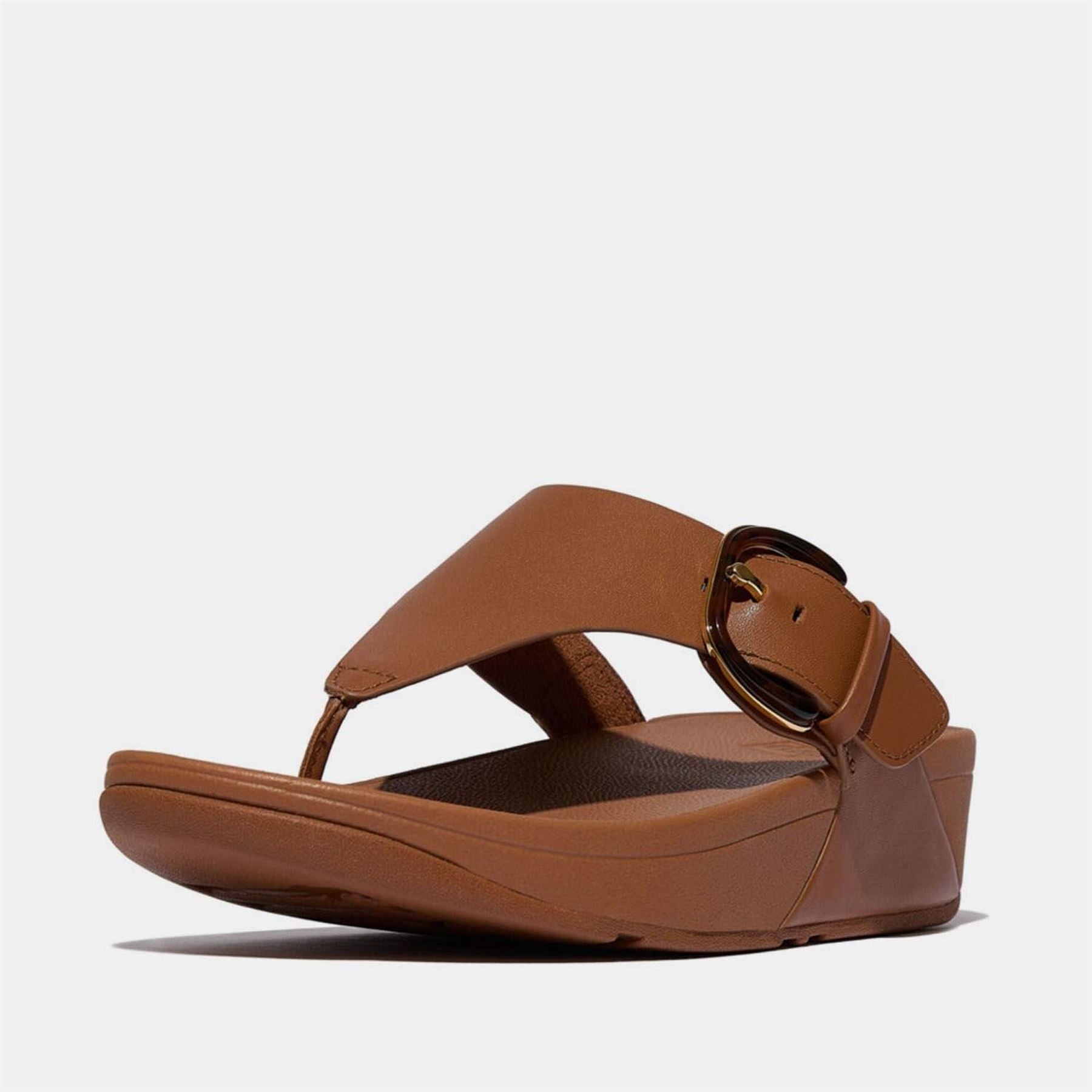 Fitflop Resin Buckle Leather Toe Post Sandals