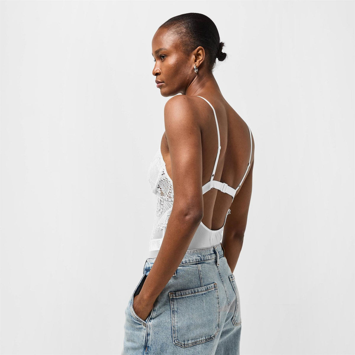 Bardot Bitney Lace V Neck Strappy Underwire Bodysuit