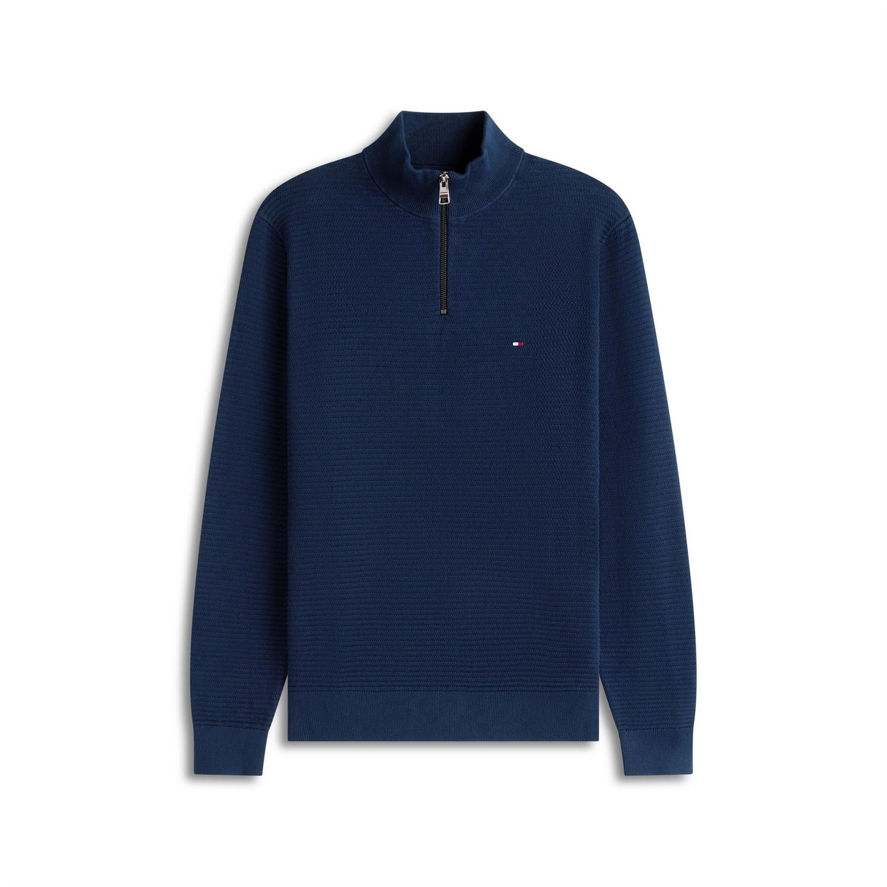 Tommy Hilfiger Zip Neck Funnel High Collar Long Sleeve Sweater
