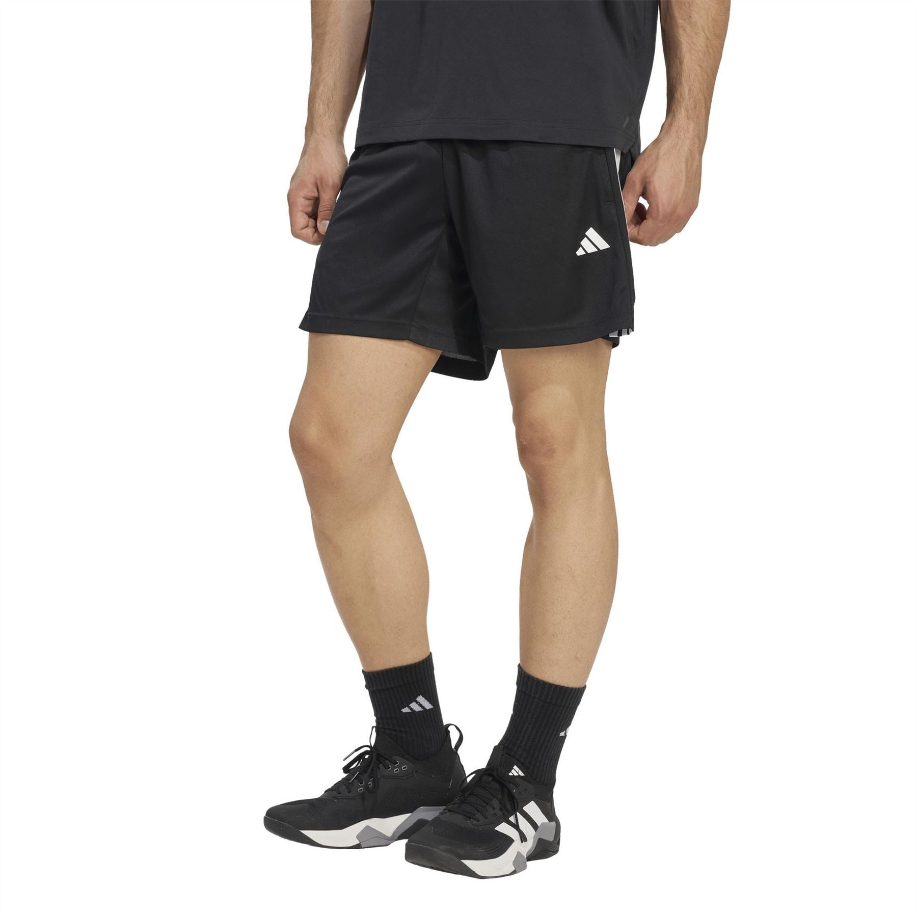 adidas Mens 3 Stripe Essentials Pique Training Shorts