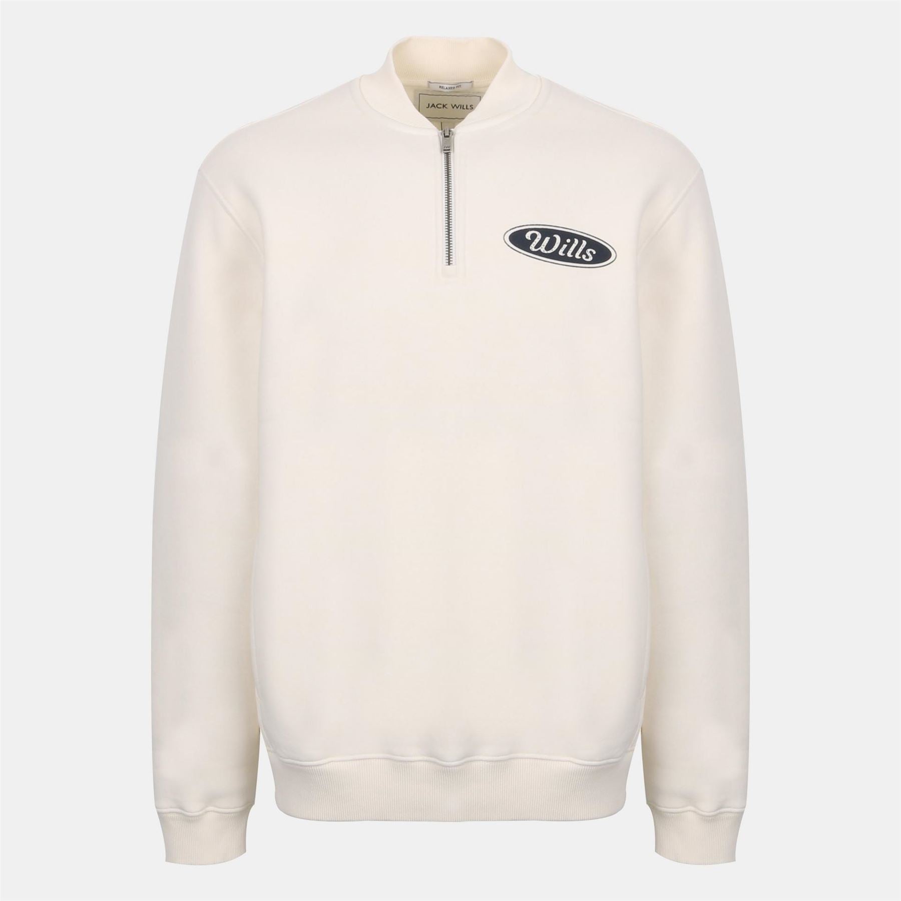 Jack Wills Americano Cotton Long Sleeve Oversized Fit quarter Zip Fleece