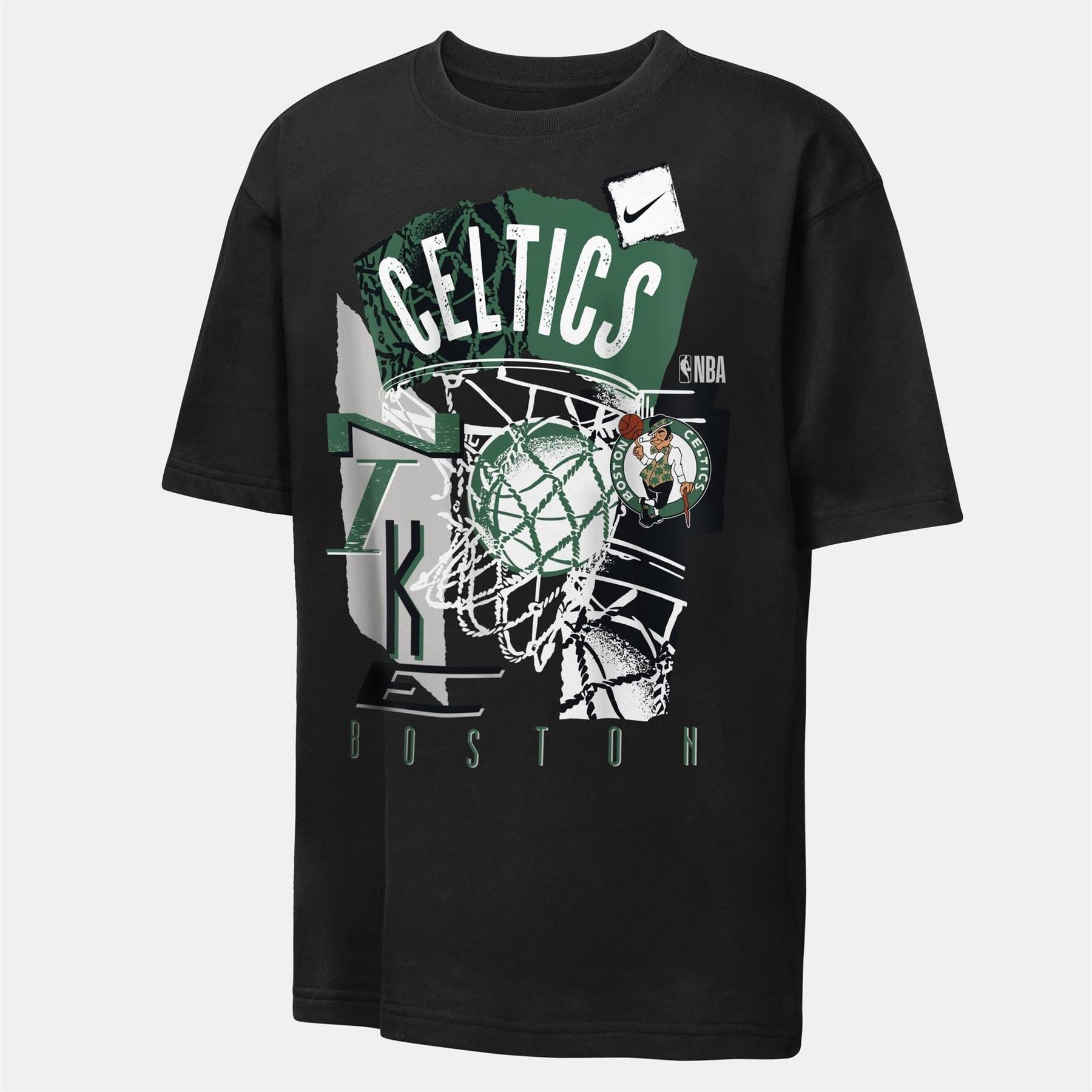 Nike NBA Graphic Text Graphic Crew Neck Ribbed Collar Short Sleeve Jersey T-Shirt