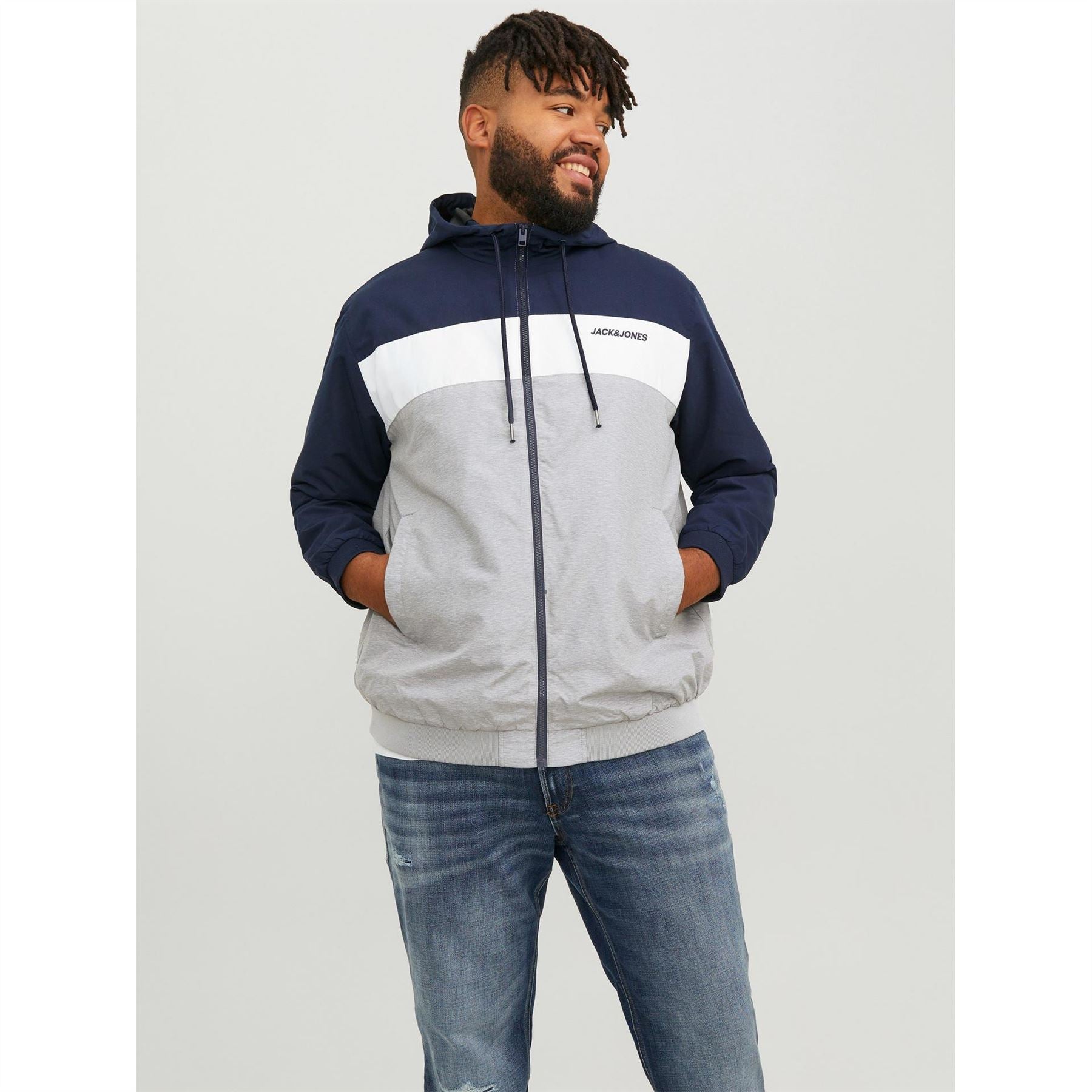 Jack and Jones Mens Hooded Bomber Plus Size