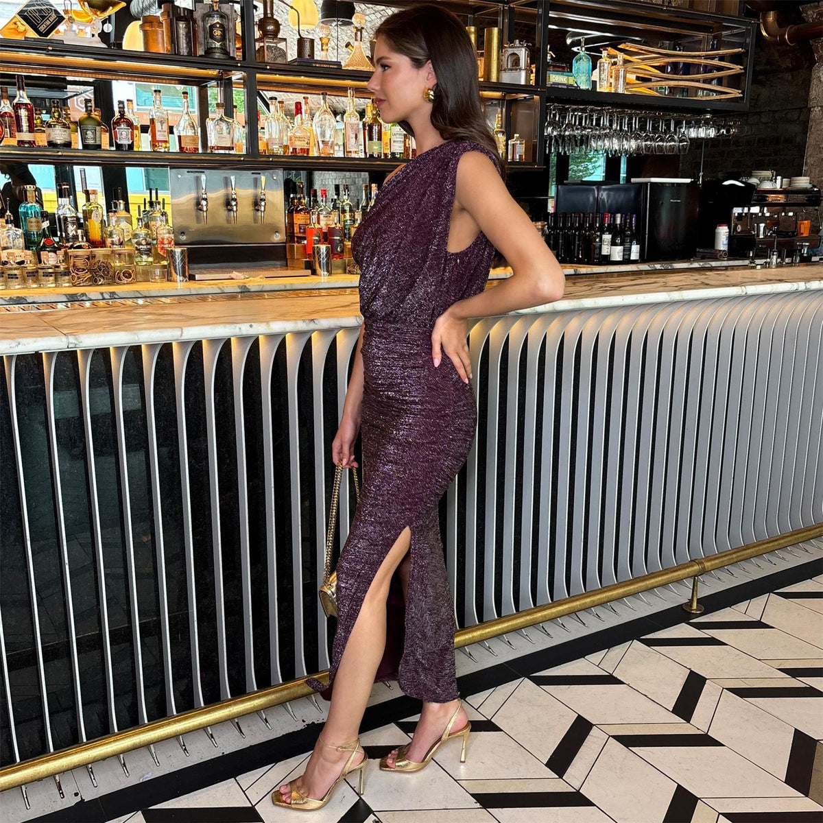 AX Paris Off The Shoulder Draped Top Midi Dress