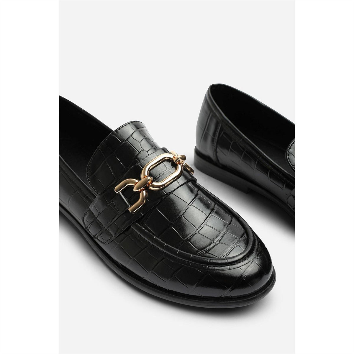 Wheres That From Chain Trim Detail Flat Loafers