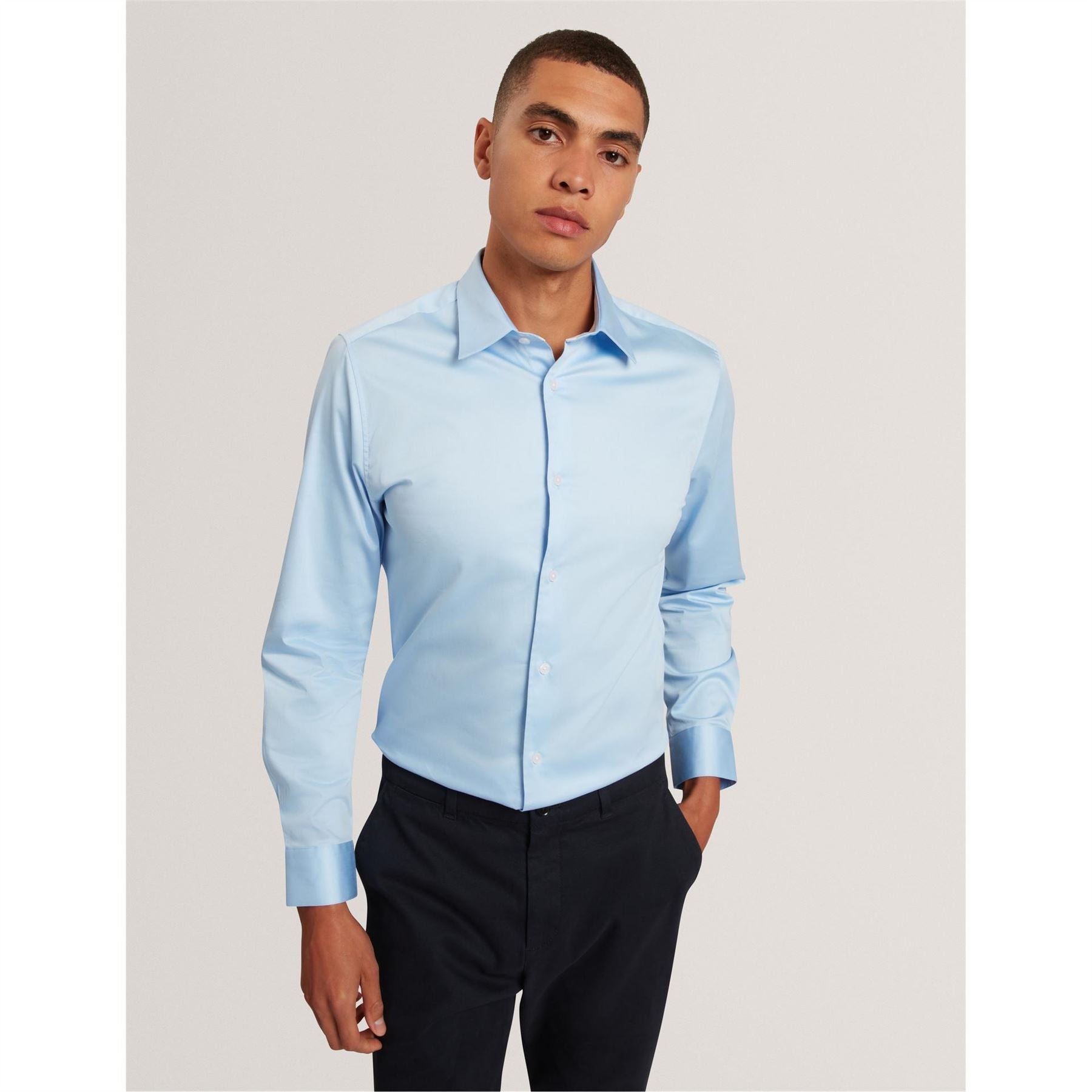 Ted Baker Collared Neck Long Sleeve Point Collar Shirt