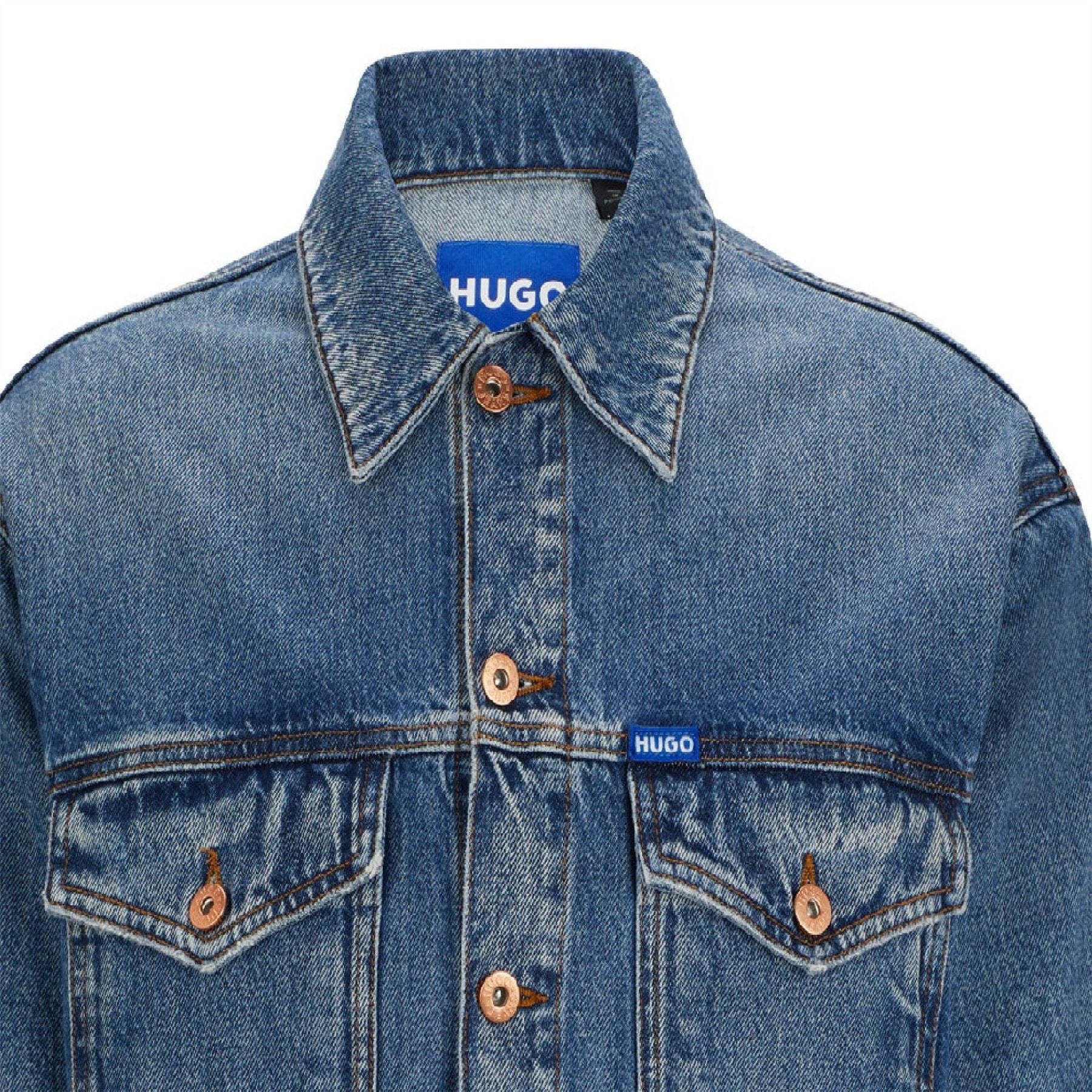 Hugo Dex Stone Wash Flap Pocket Denim Jacket