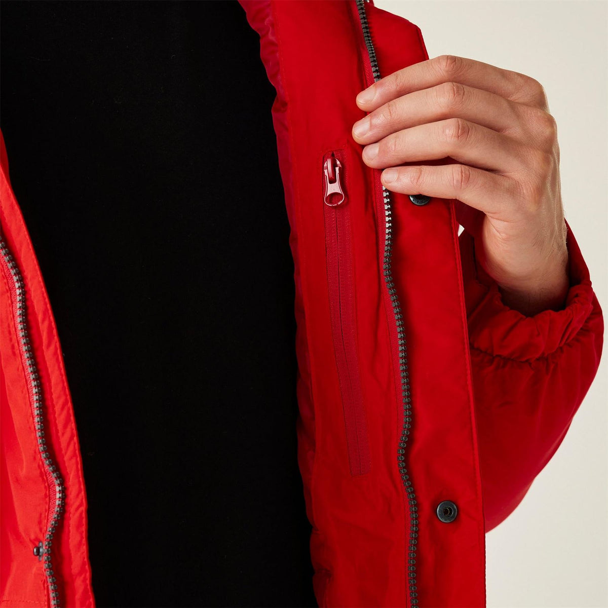 Regatta Salingeriii Solid Patterned Hooded Drawstring Fur Trim Parka Coat