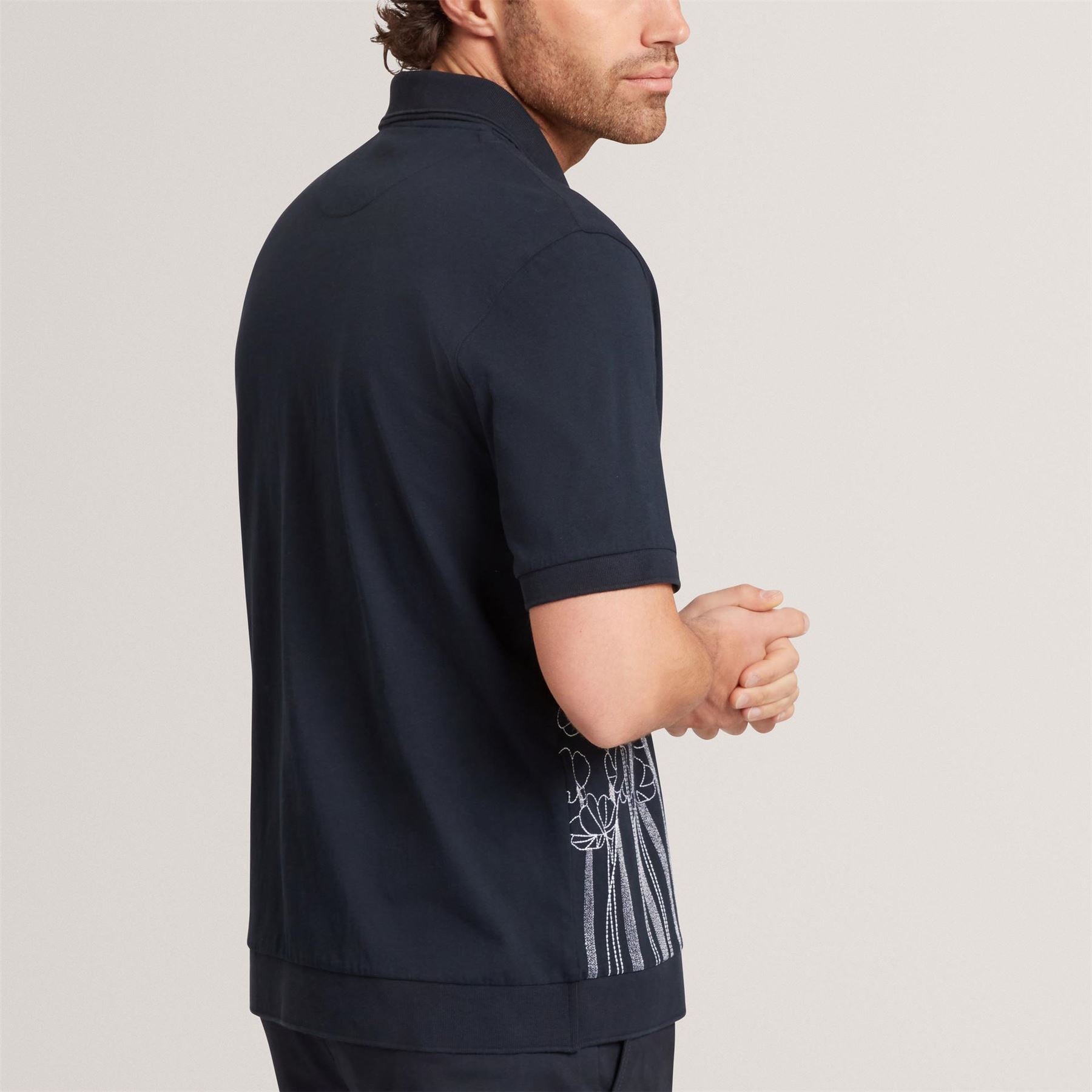 Ted Baker Embroidered Floral Pure Cotton KniT-Shirt