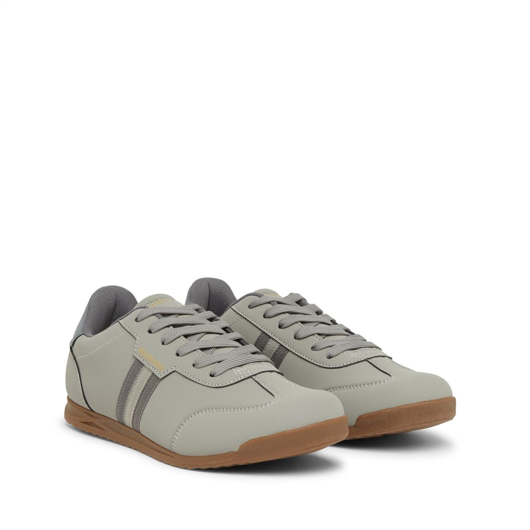 Lambretta Round Toe Stripe Patterned Flat Heel Trainers