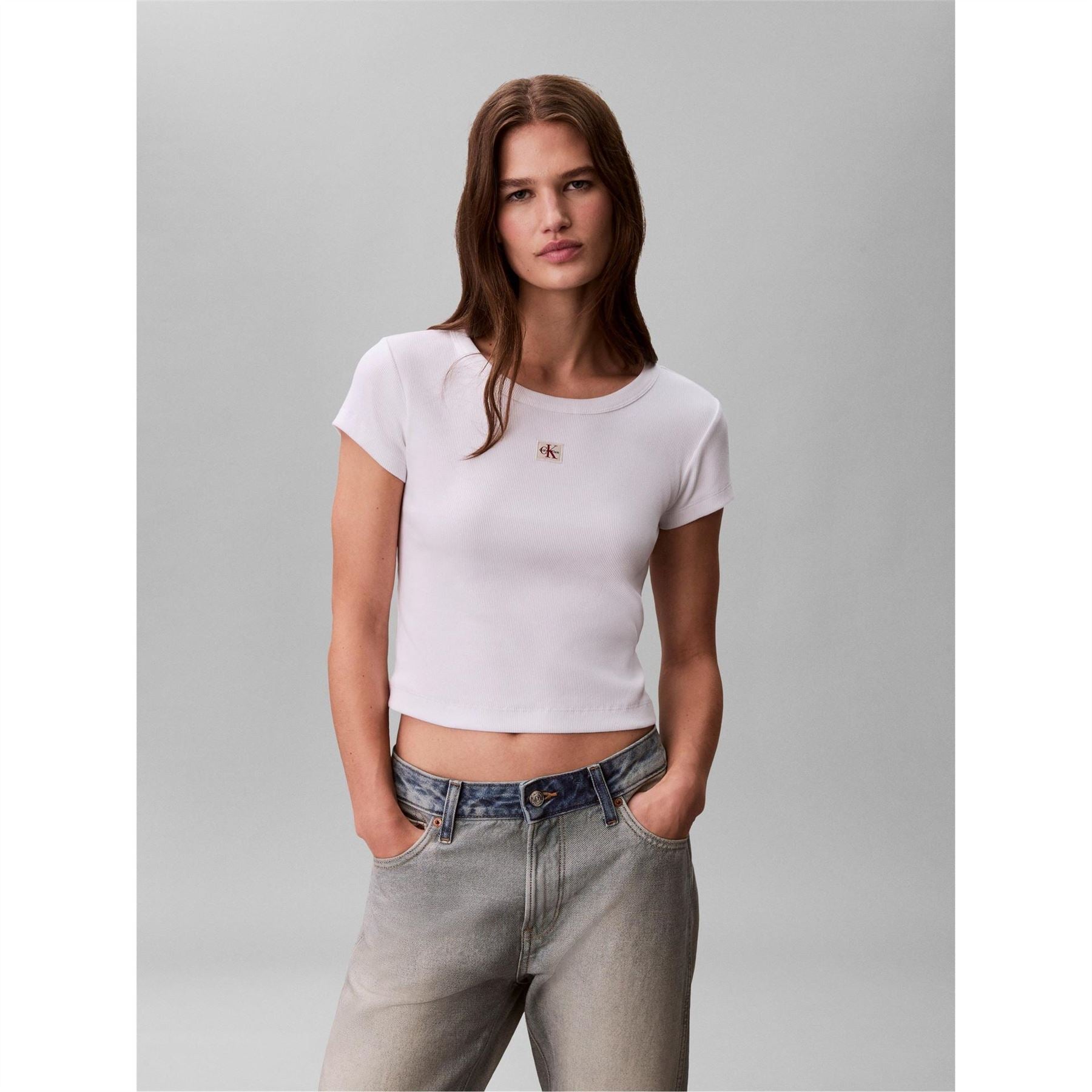Calvin Klein Jeans Woven Ribbed Baby Tee