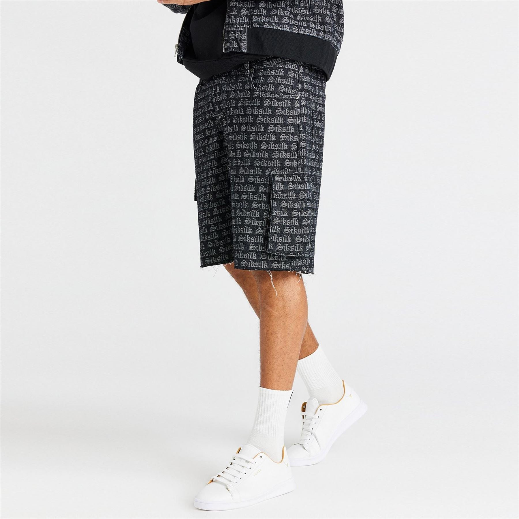 SikSilk Cargo Shorts with All Over Logo