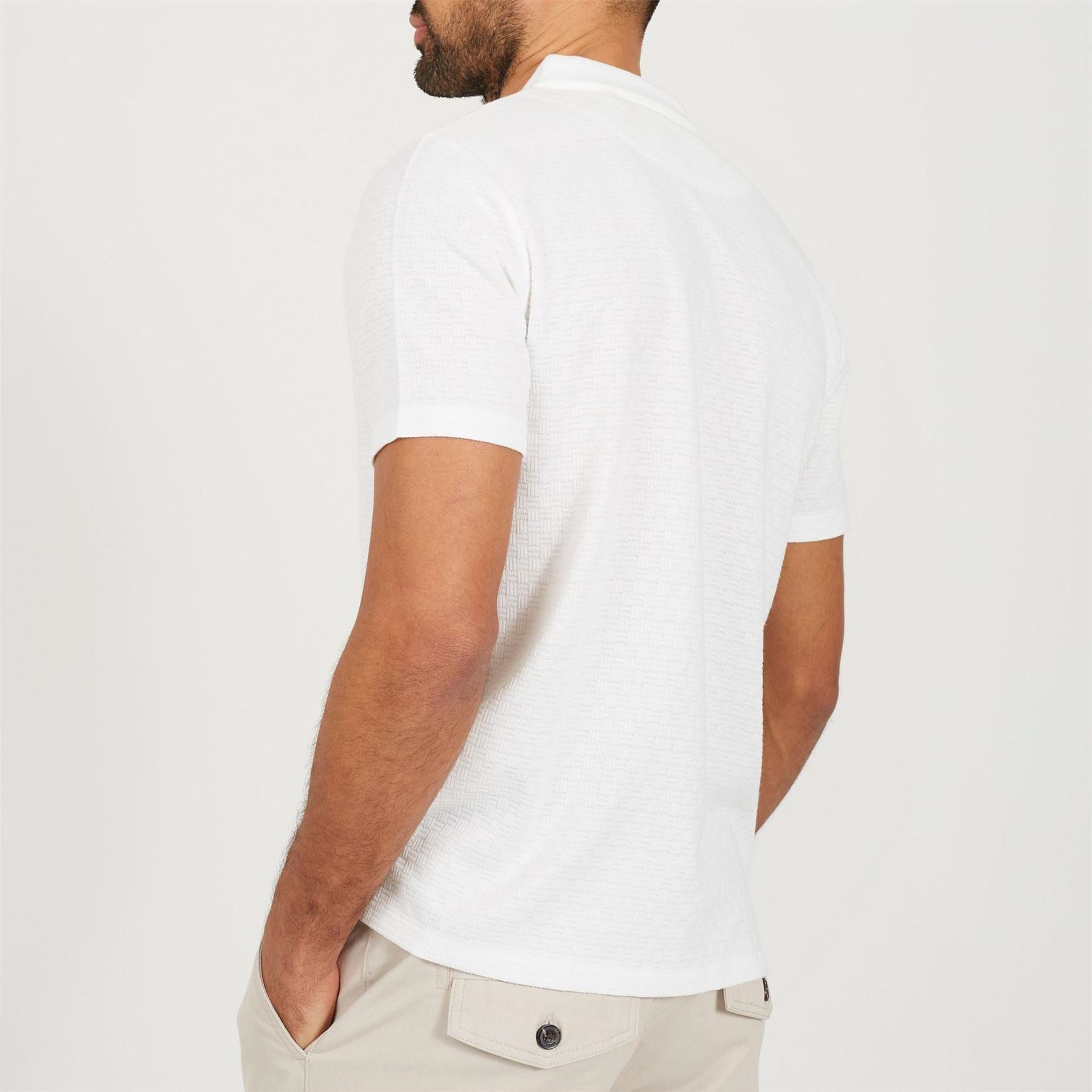Brave Soul Mens Short Sleeve Button Up Textured Shirt