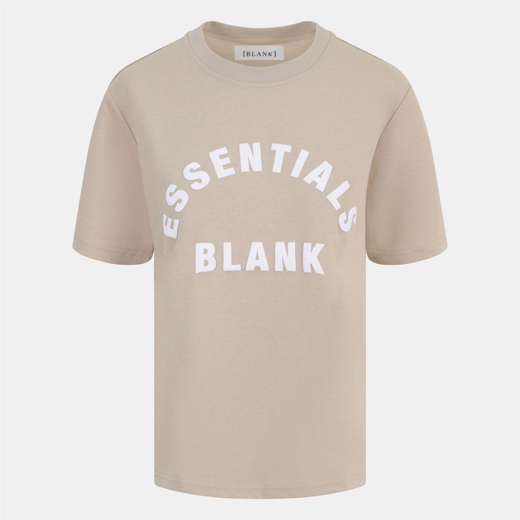 Blank Essentials Lettering Crew Neck Ribbed Collar Short Sleeve Boyfriend T-Shirt