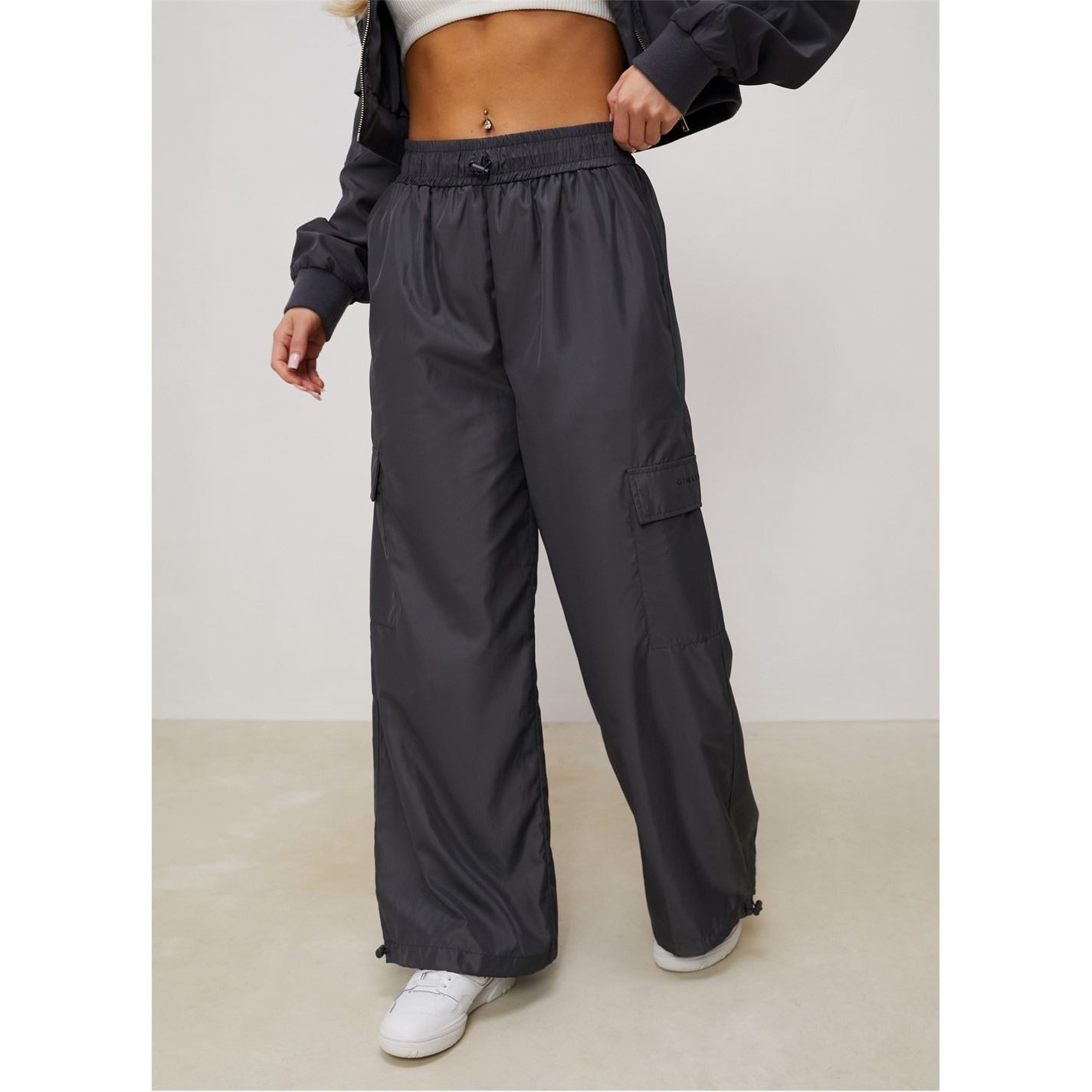 Gym King Satin Side Pocket Solid Patterned Combat Pants