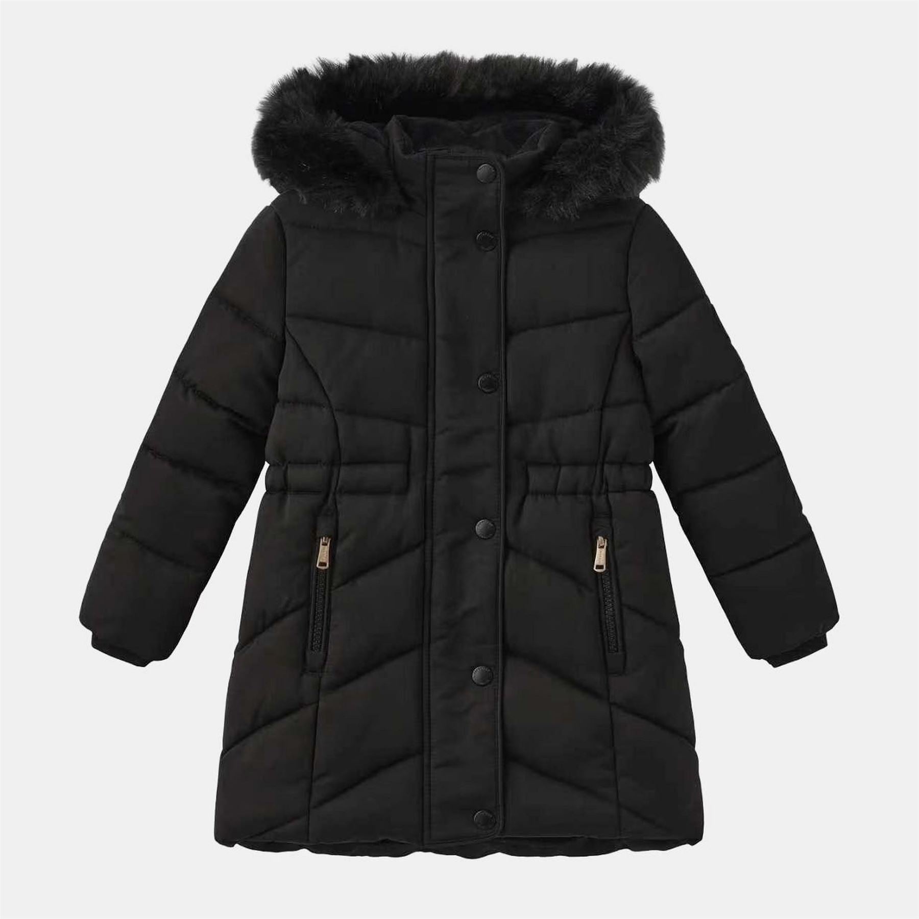 Firetrap Faux Fur Trim Long Sleeve Short Puffer Jacket