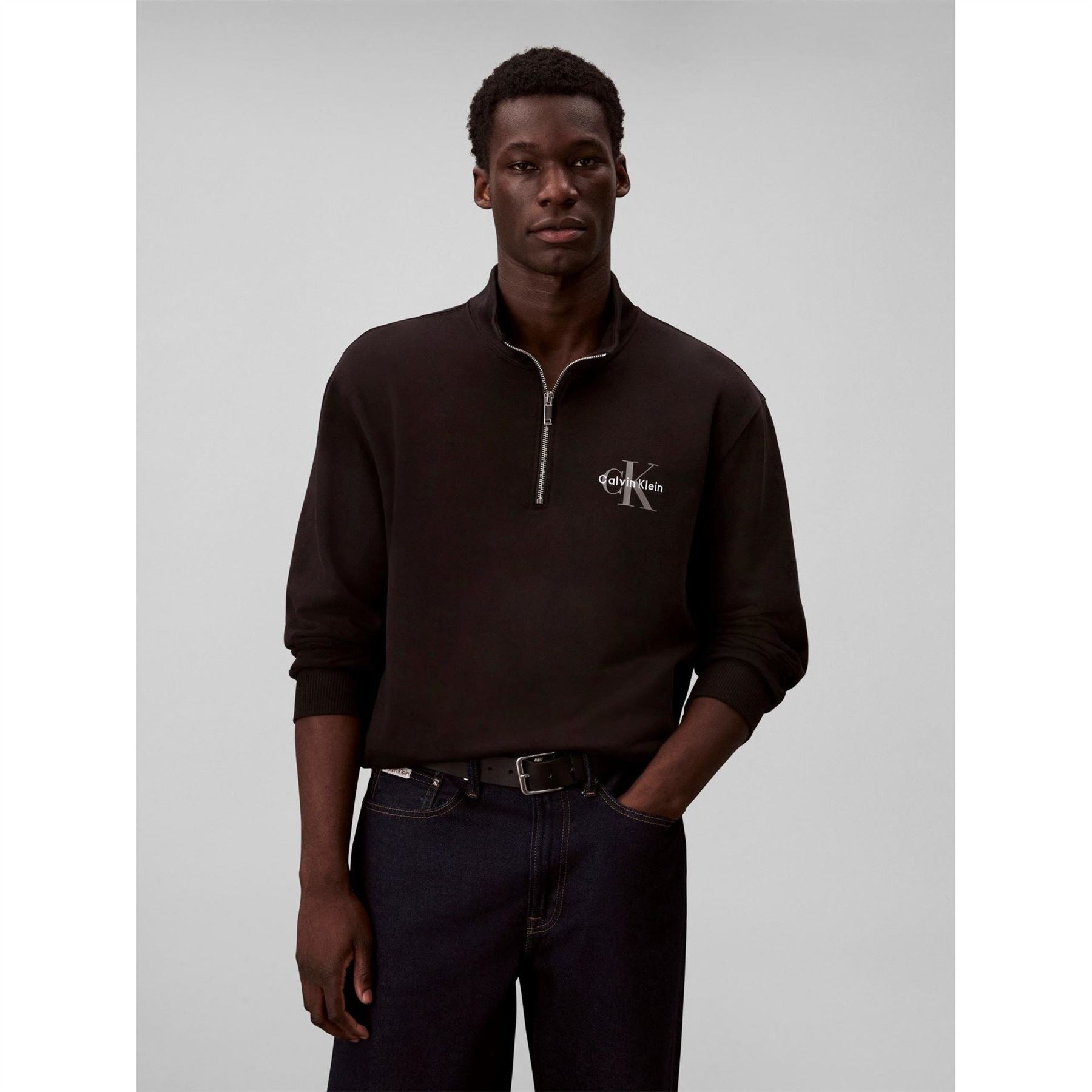 Calvin Klein Jeans Monogram Zip Neck Long Sleeve Sweatshirt