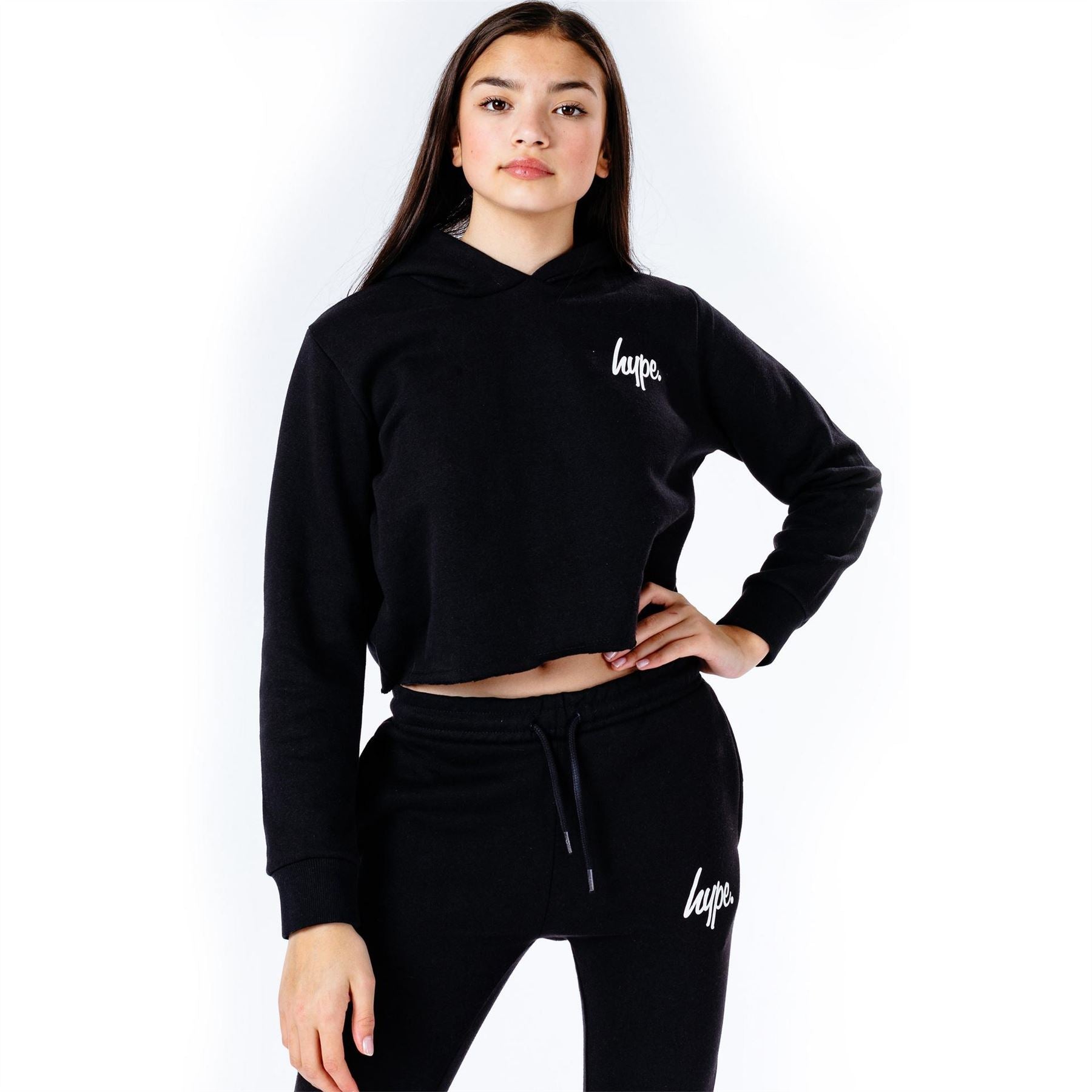 Hype Kids Crop Pullover Hoodie And Jogger Set