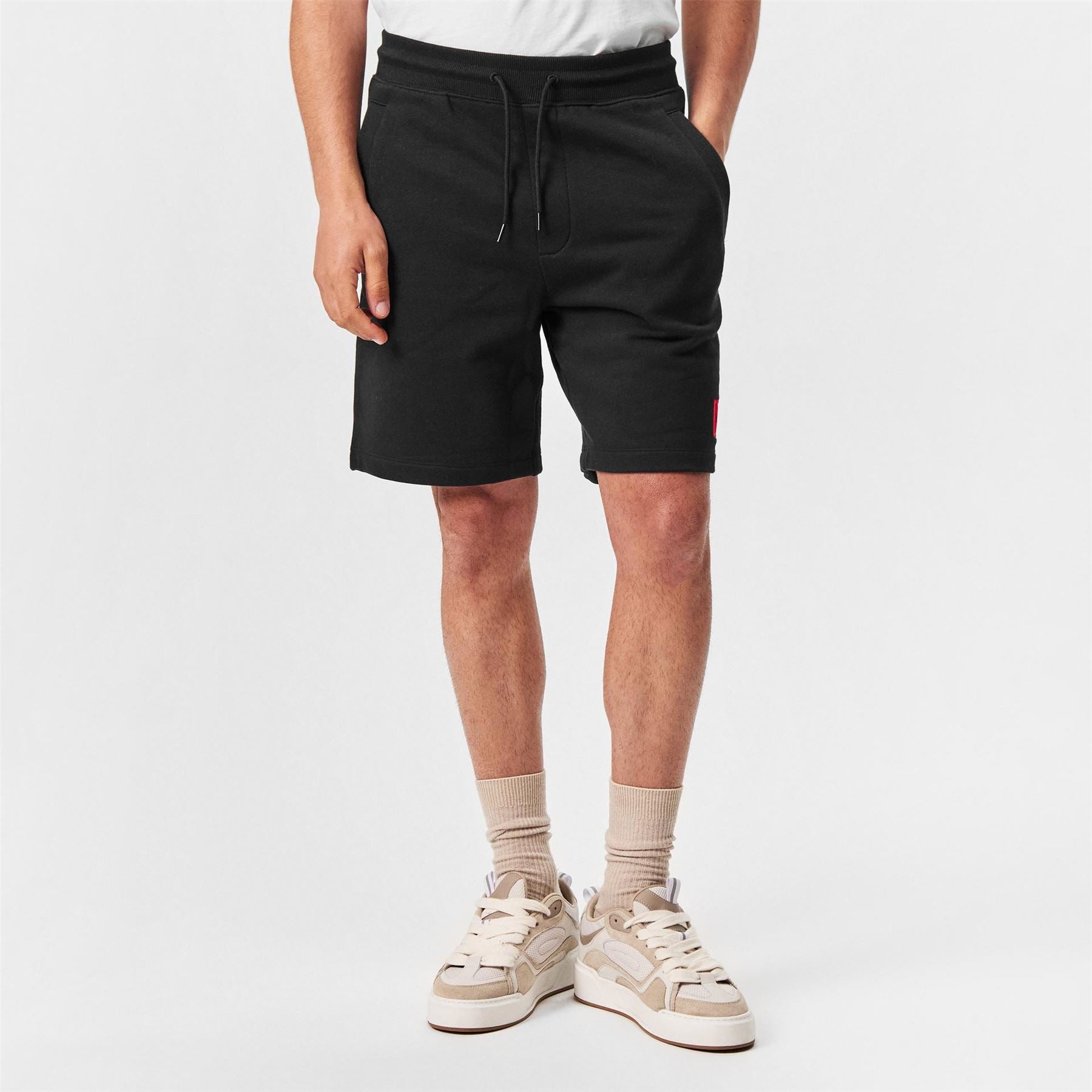 Hugo HUGO Jogger Fleece Shorts with Logo Detail   Soft Cotton Blend Jersey