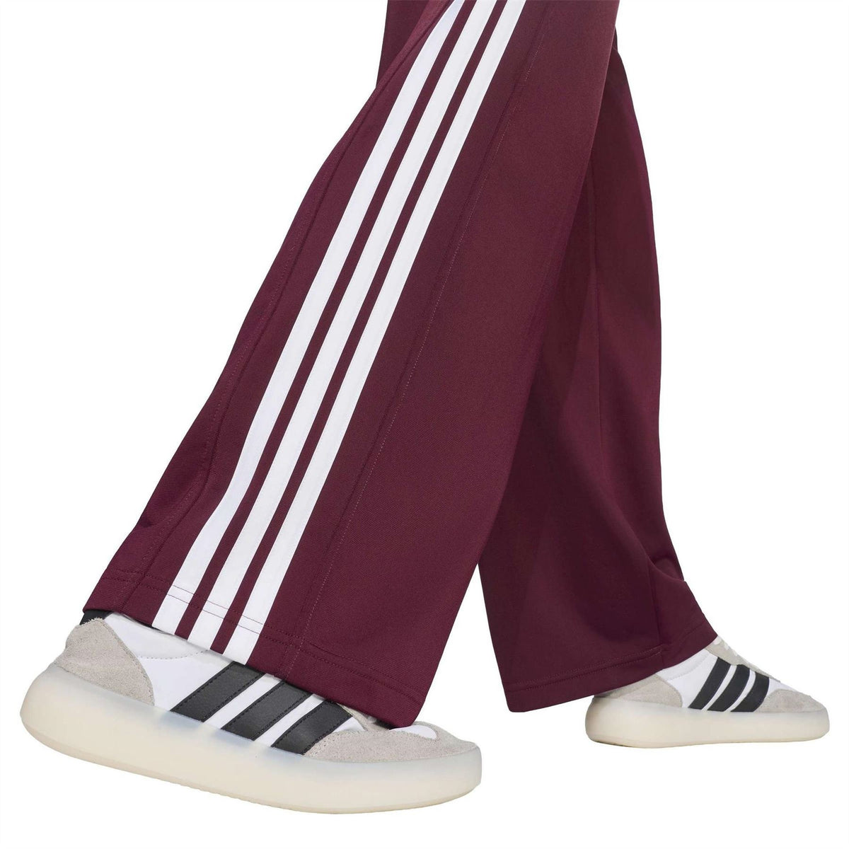 adidas Three Stripes Wide Leg Mid Rise Athletic Pants