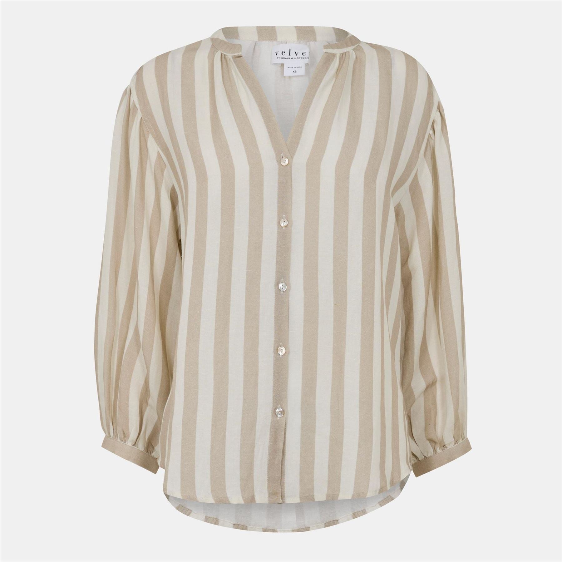 Velvet by Graham and Spencer Regular Fit Bishop Sleeve V-Neck Shirt
