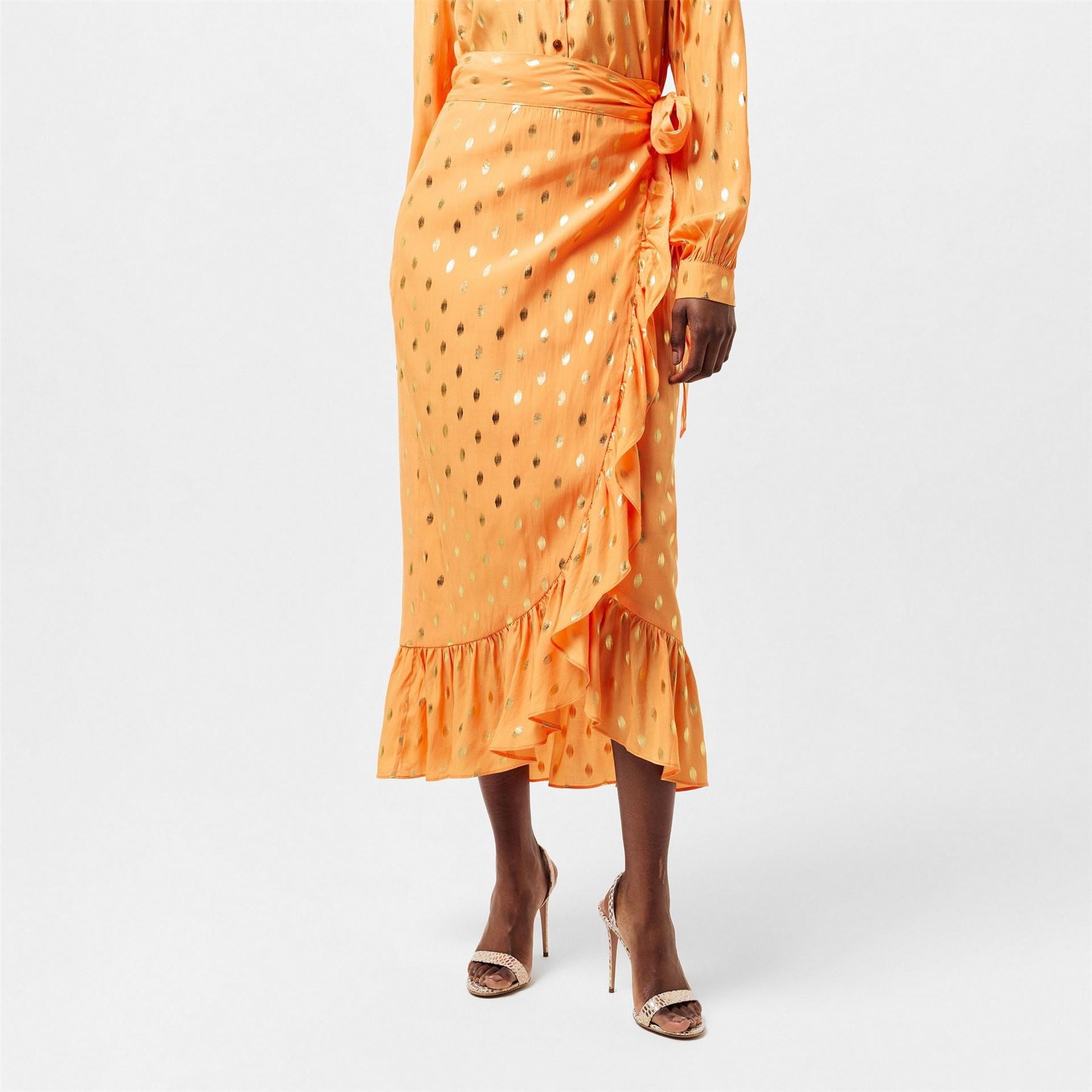 Never Fully Dressed Fleck Jaspre Midi Polka Dot Wrap Skirt