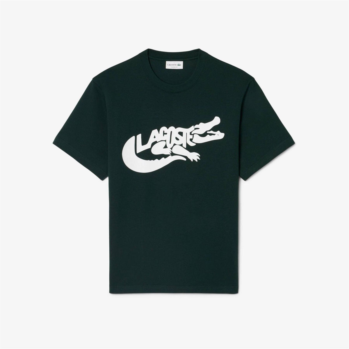 Lacoste Script Crocodile Print Crew Neck Short Sleeve T-Shirt