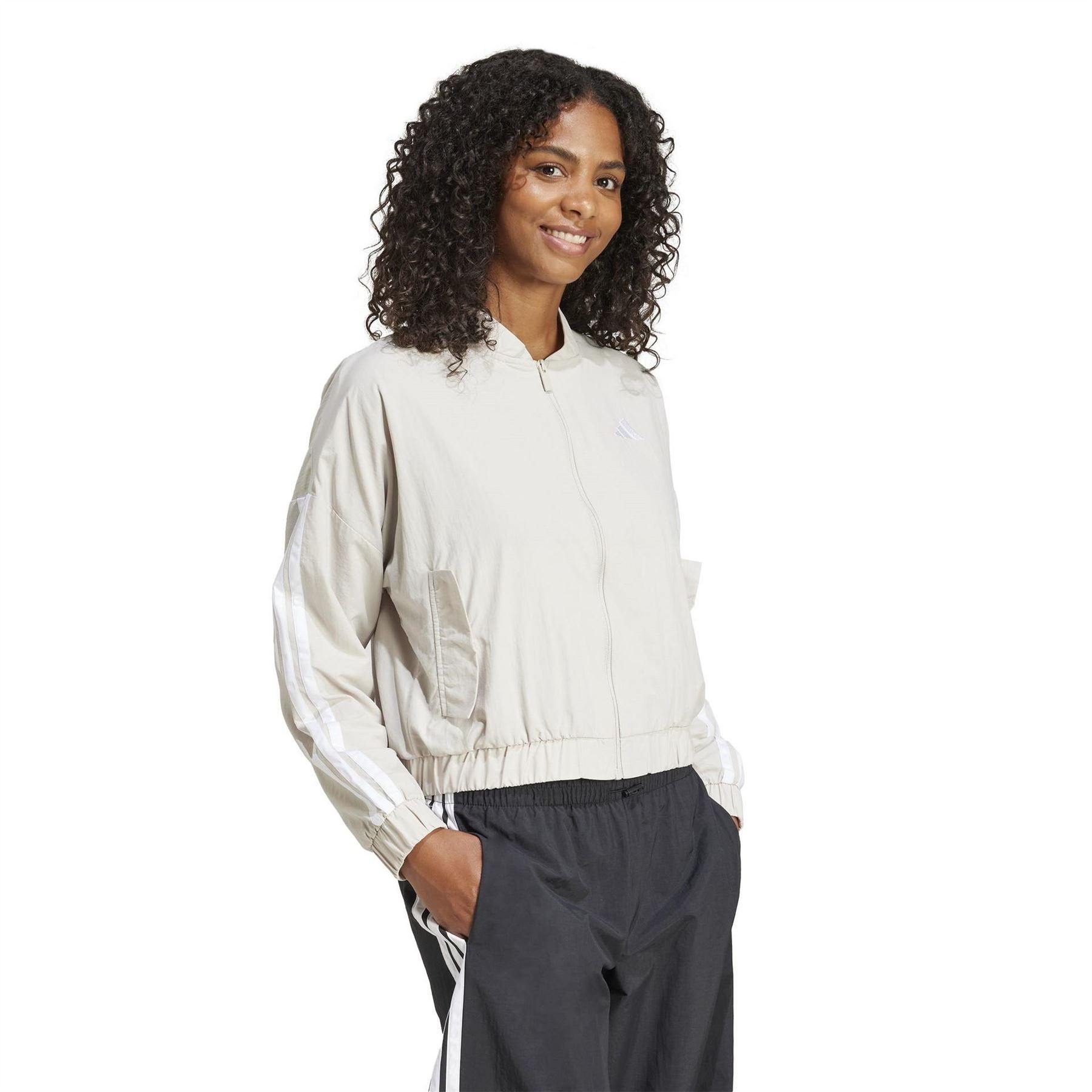 adidas Womens Stripe Woven Bomber Jacket
