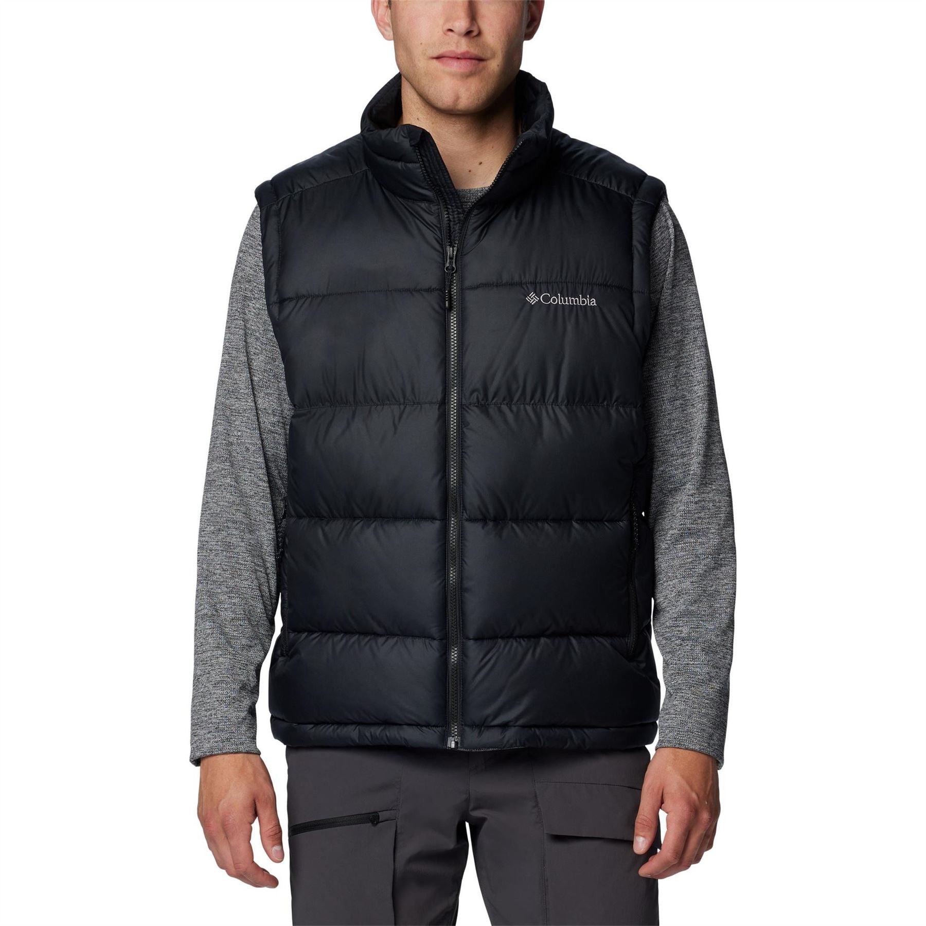 Columbia Pike Lake Solid Patterned Zipped Pocket Puffer Coat