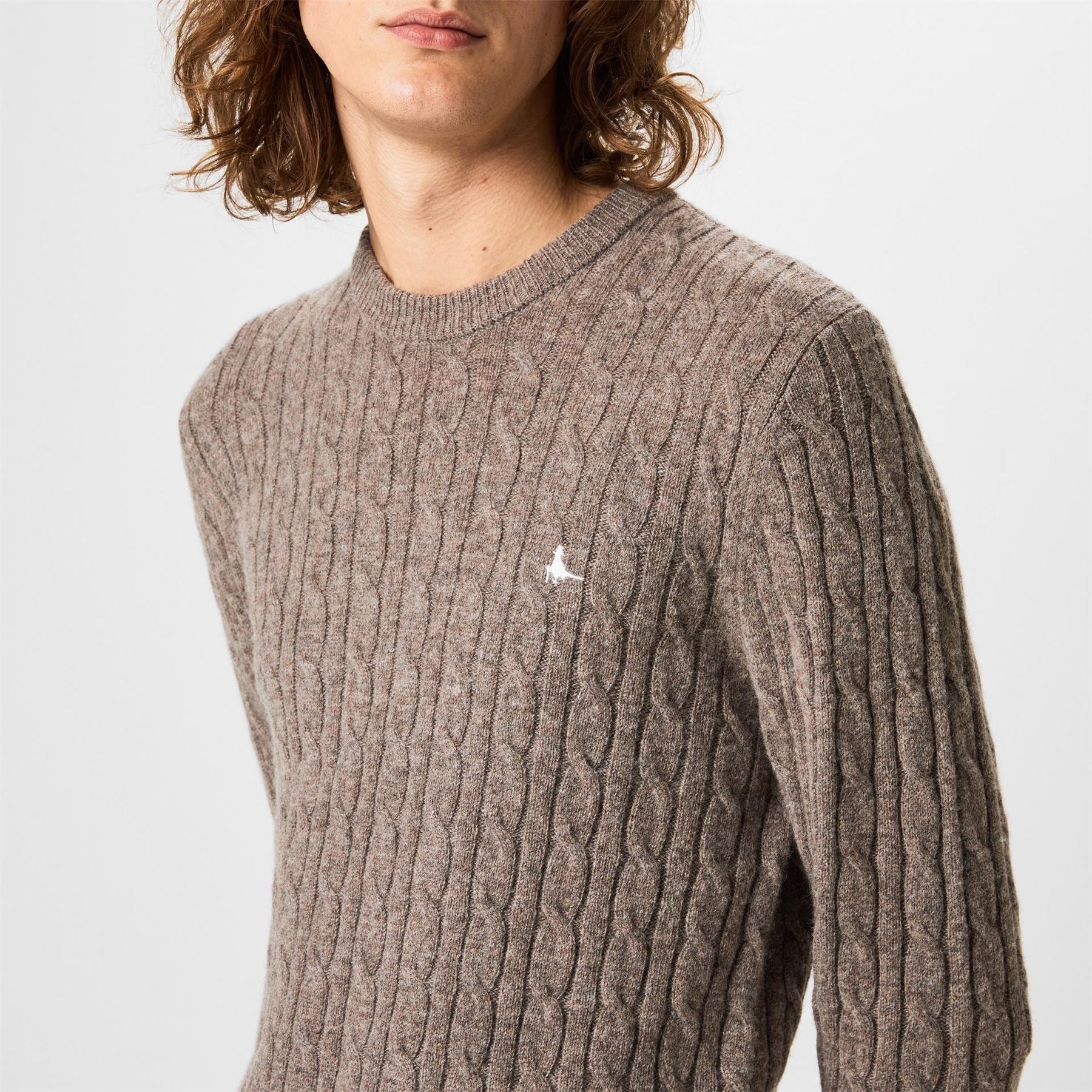 Jack Wills Mens Marlow Merino Wool Blend Cable Knitted Jumper