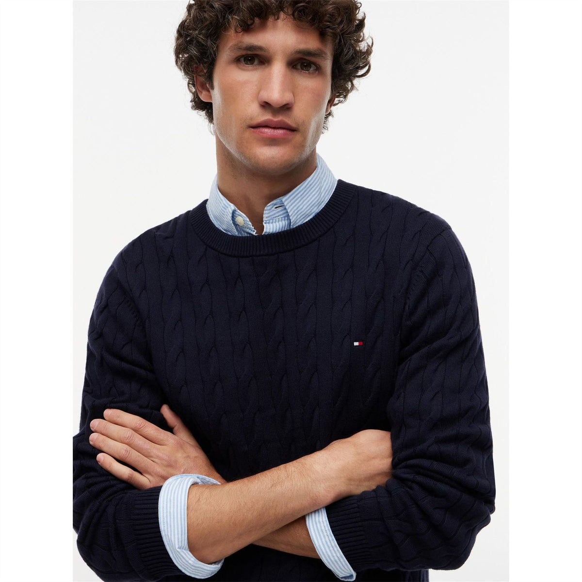 Tommy Hilfiger Cable Knit Cotton Crew Neck Jumper