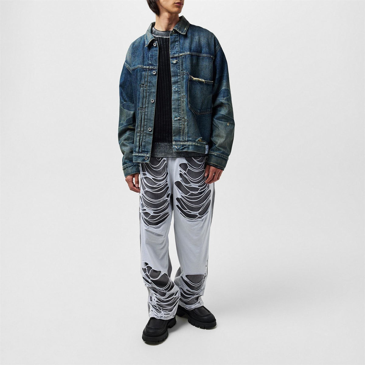 Diesel Martia Distressed Wide Leg Jeans