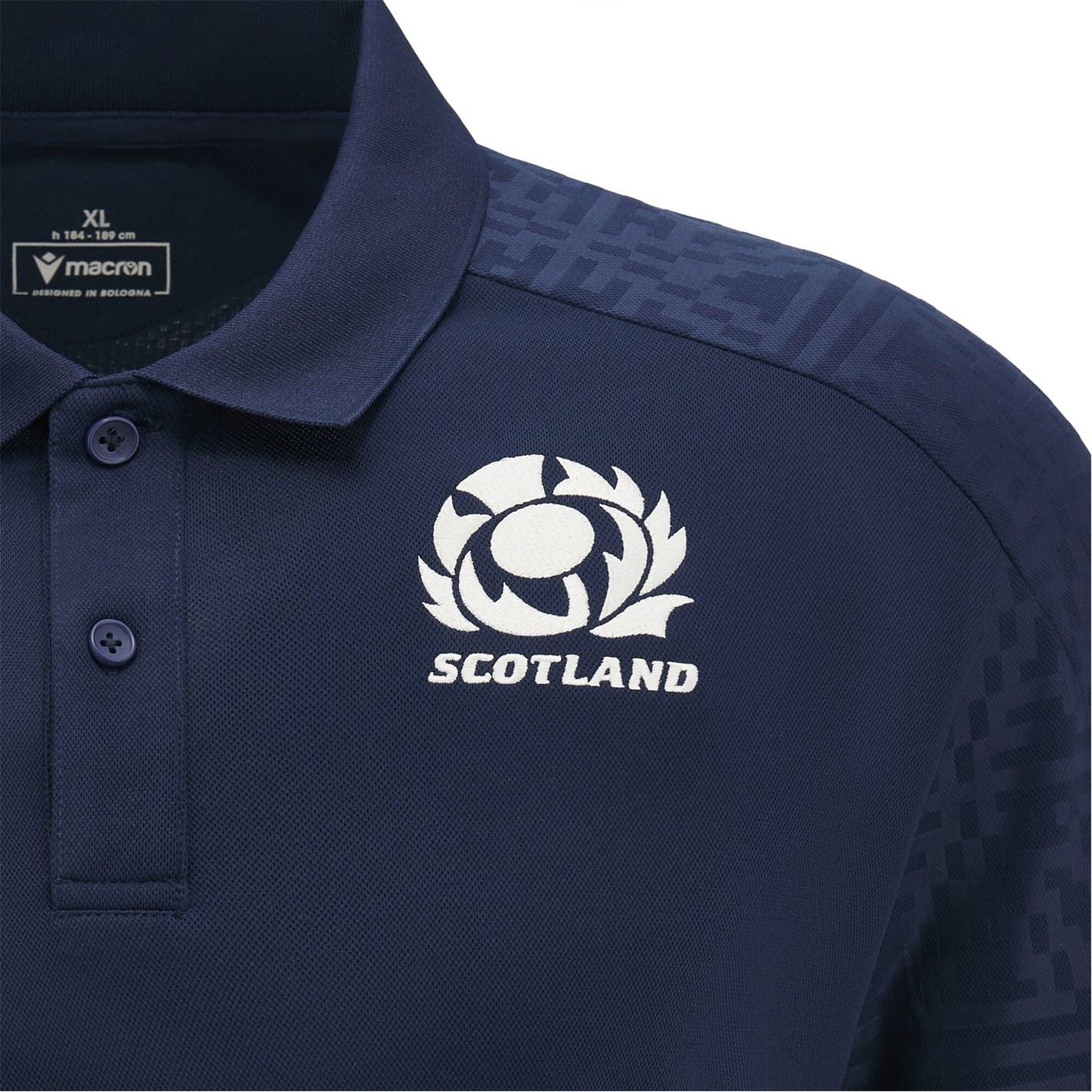 Macron Scotland Rugby Union Polo Shirt 2024 Adults