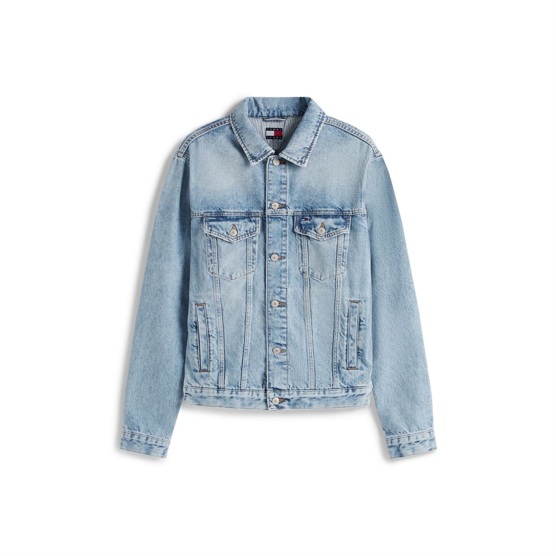 Tommy Jeans Flag Graphic Denim Jacket with Chest Pocket