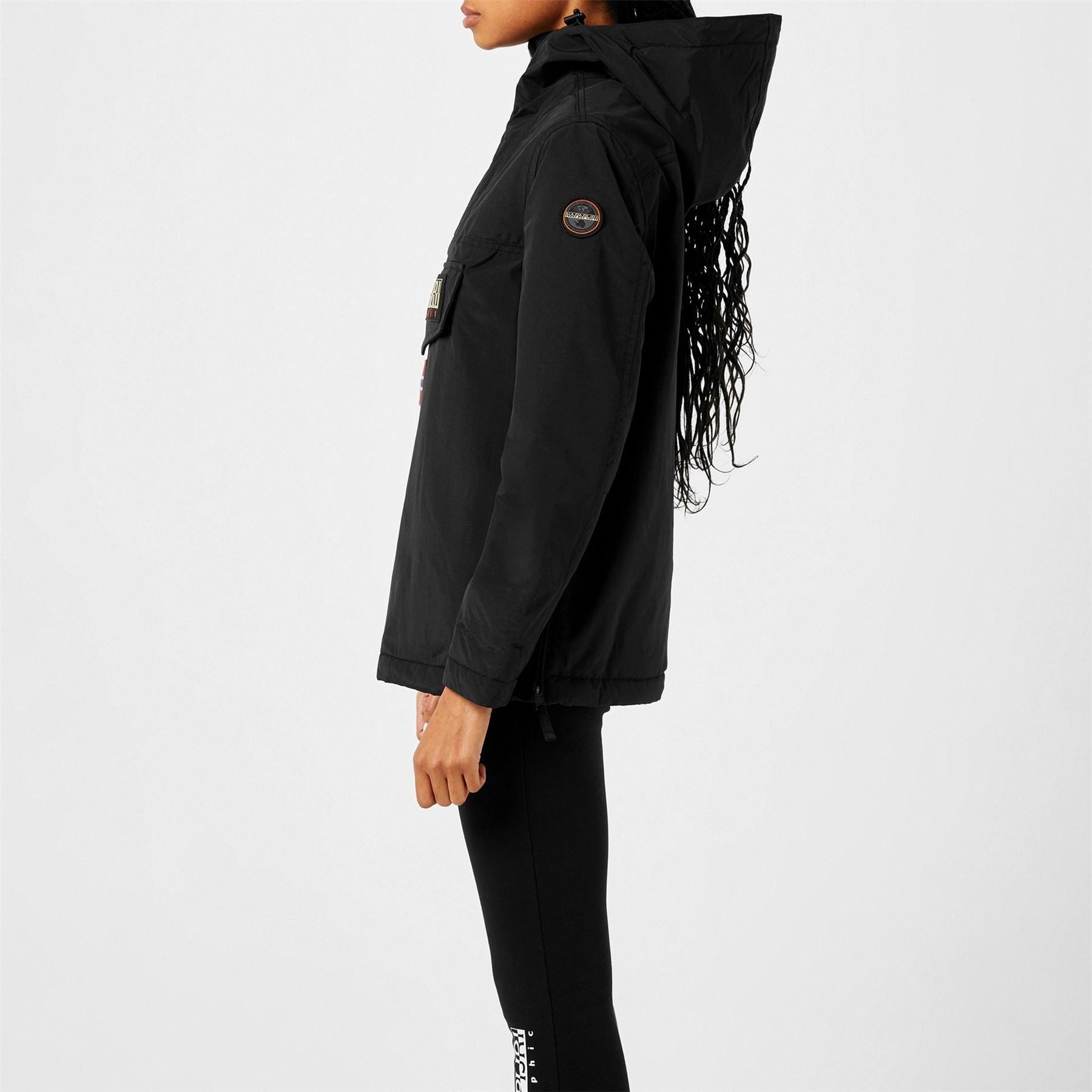 Napapijri Rainforest Water Resistant Hooded Cropped Long Sleeve Rain Anorak