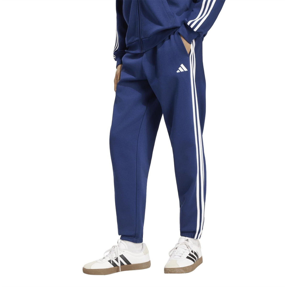 adidas Fleece Tapered Cuff 3 Stripes Joggers M